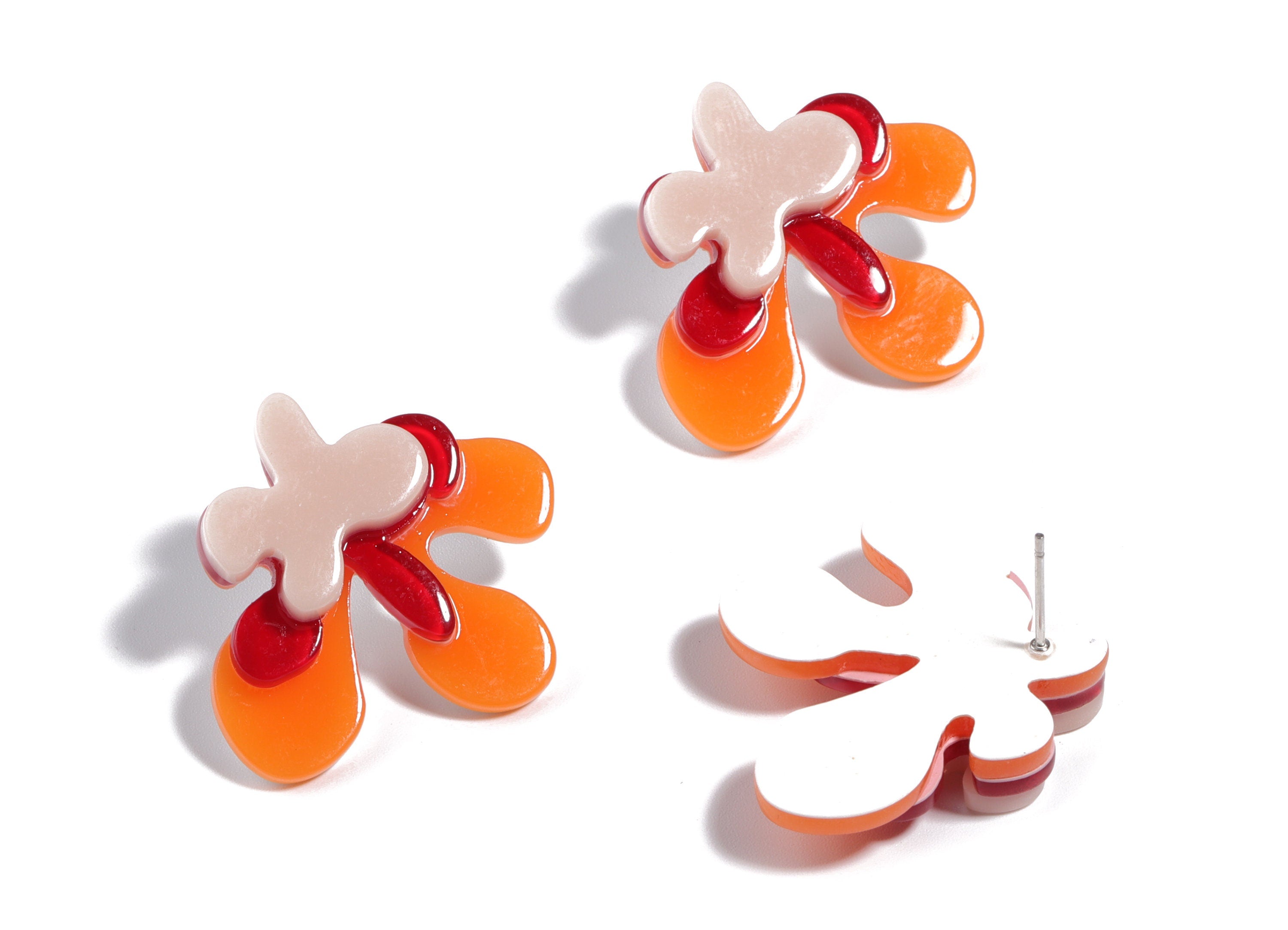 Acrylic Splash Earring Stud - Drop Earring Post - Earring Post - Jewelry Supplies - 28.01x25.85x6.62mm - AC1906 - DOMEDBAZAAR