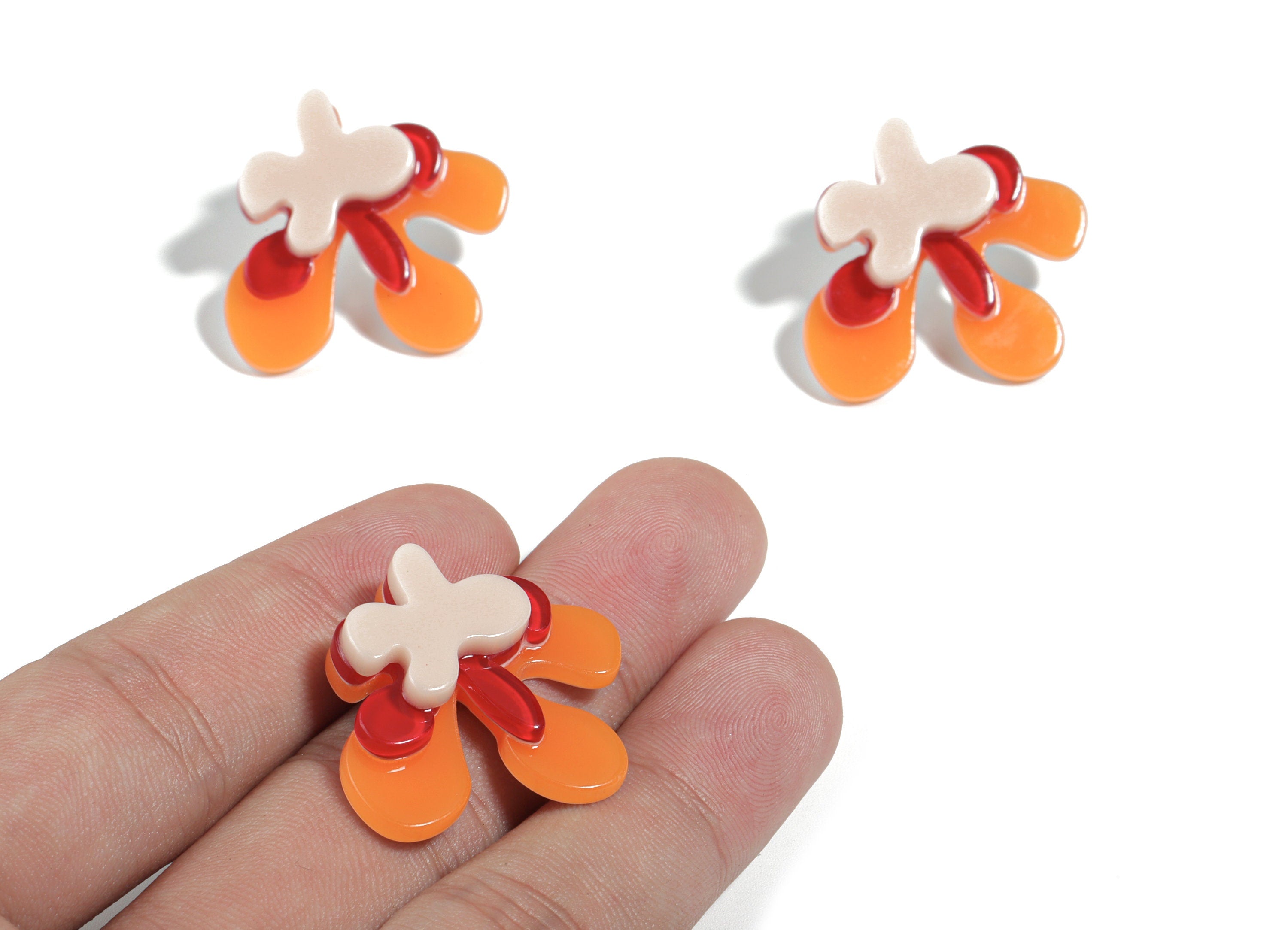 Acrylic Splash Earring Stud - Drop Earring Post - Earring Post - Jewelry Supplies - 28.01x25.85x6.62mm - AC1906 - DOMEDBAZAAR