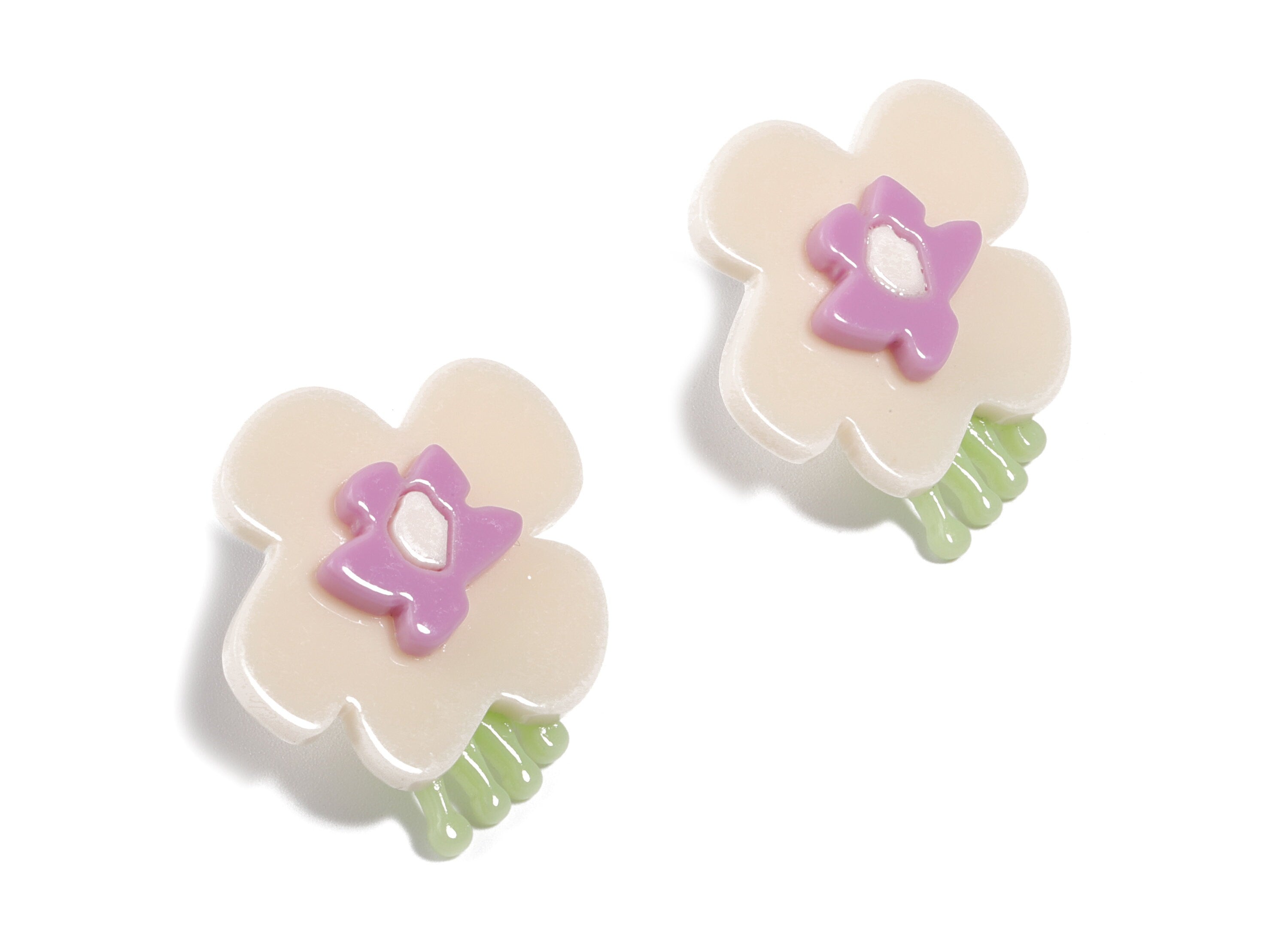 Acrylic Flower Earring Stud - Flower Earring Post - Earring Post - Jewelry Supplies - 30.21x25.26x6.66mm - AC1907 - DOMEDBAZAAR