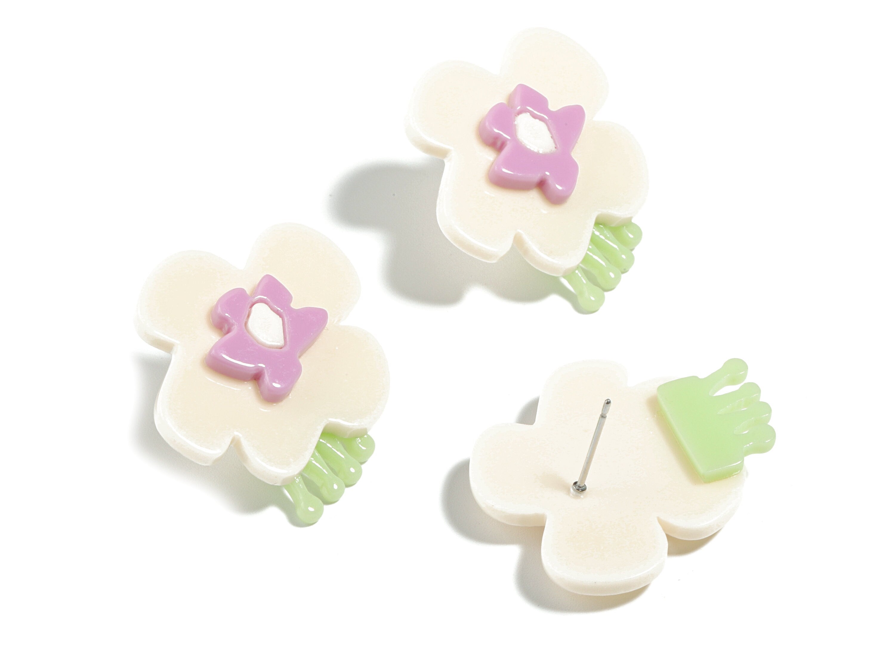 Acrylic Flower Earring Stud - Flower Earring Post - Earring Post - Jewelry Supplies - 30.21x25.26x6.66mm - AC1907 - DOMEDBAZAAR