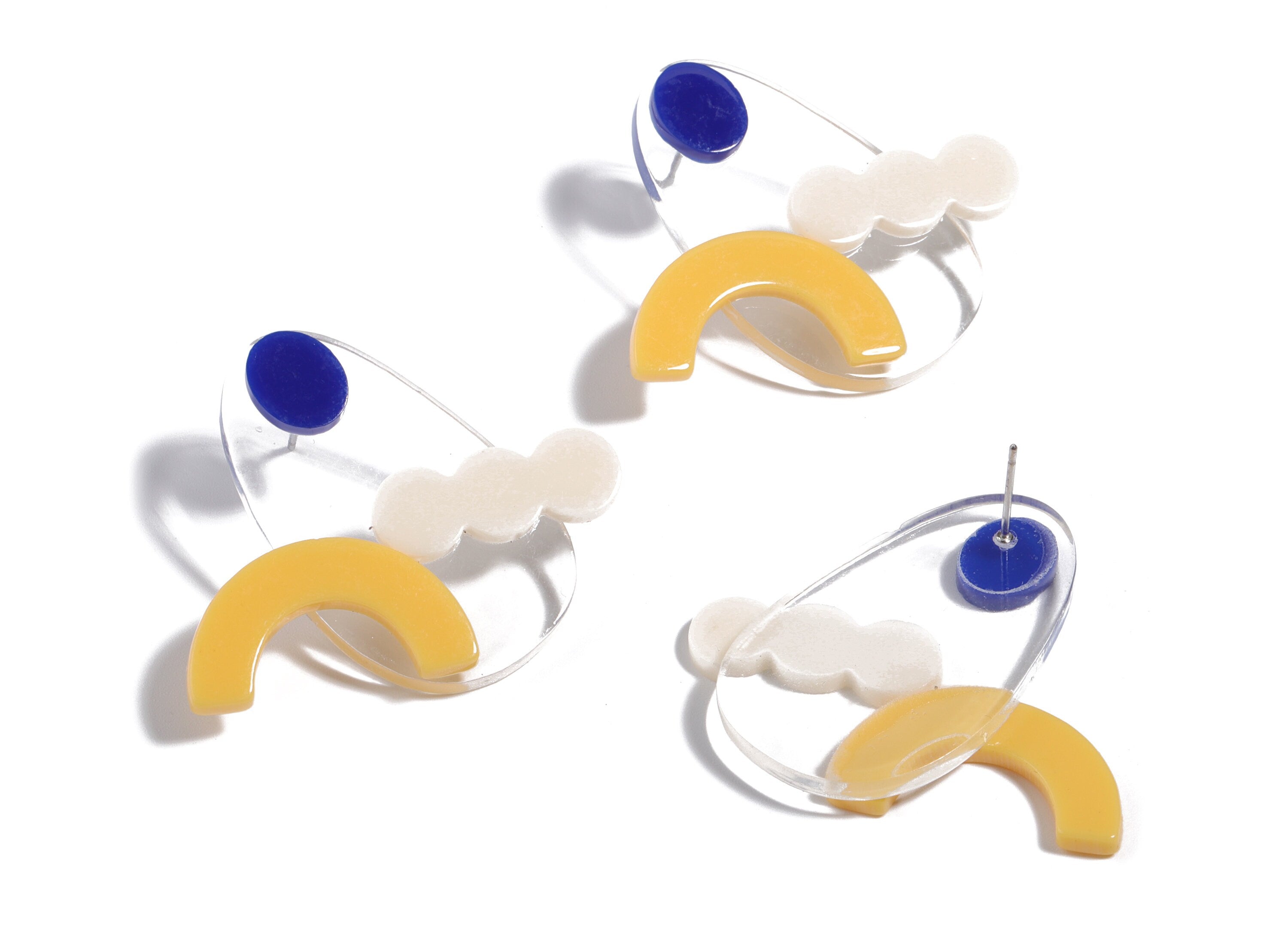 Acrylic Geometric Earring Stud - Mini Circle Earring Post - Earring Post - Jewelry Supplies - 41.27x35.88x4.74mm - AC1912 - DOMEDBAZAAR