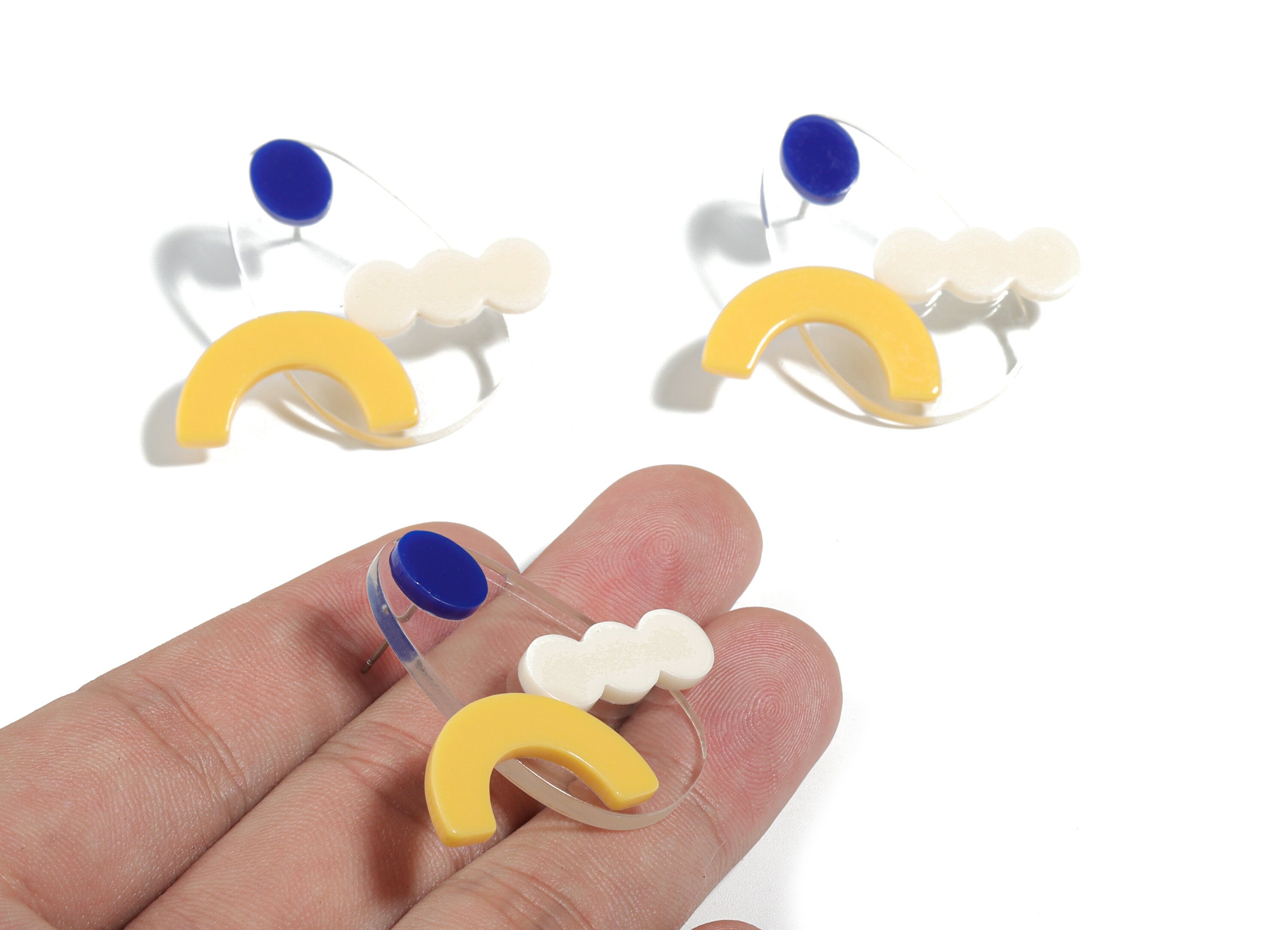 Acrylic Geometric Earring Stud - Mini Circle Earring Post - Earring Post - Jewelry Supplies - 41.27x35.88x4.74mm - AC1912 - DOMEDBAZAAR