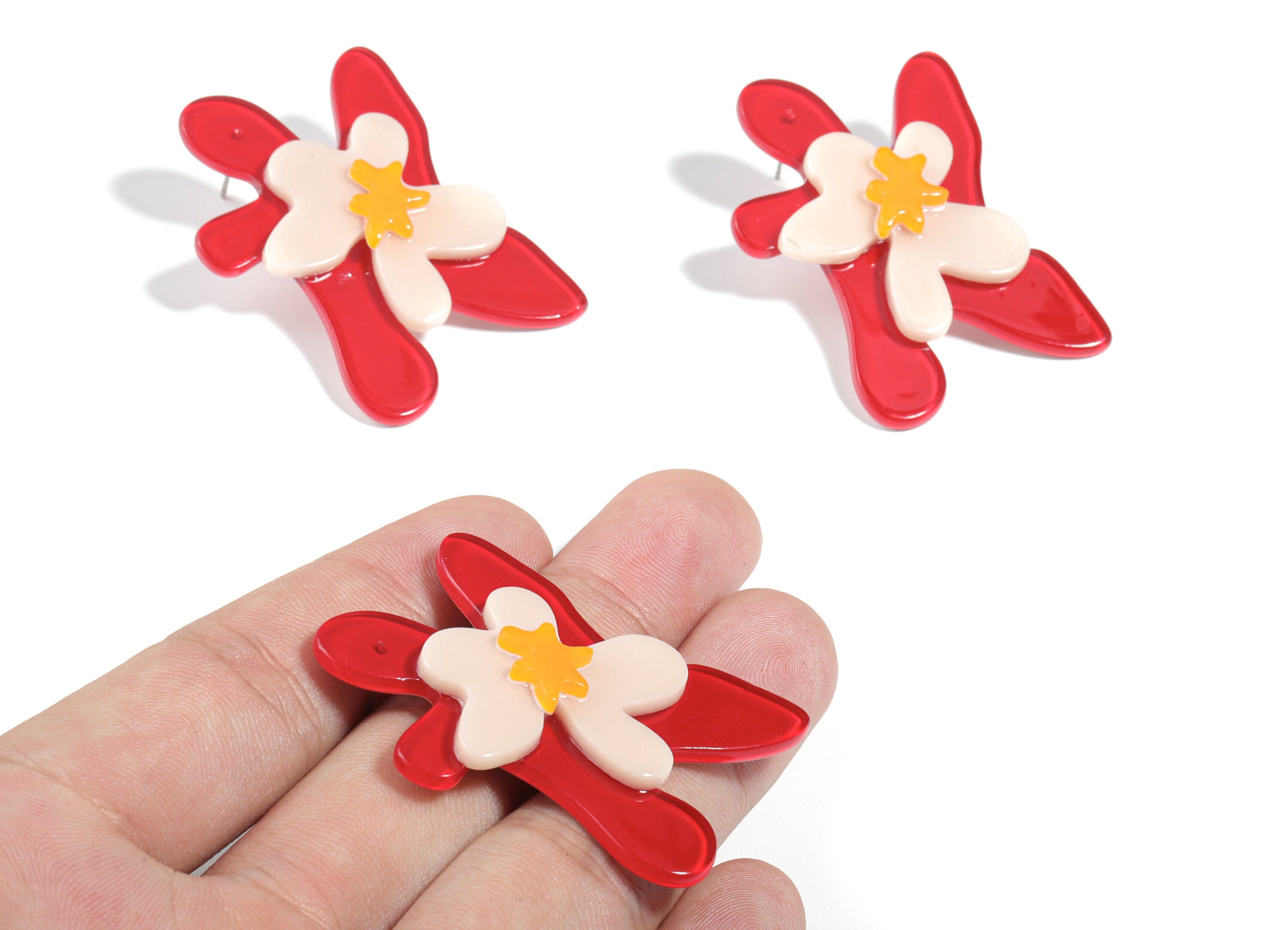 Acrylic Splash Earring Stud - Drop Earring Post - Earring Post - Jewelry Supplies - 52.0x33.31x6.33mm - AC1914 - DOMEDBAZAAR