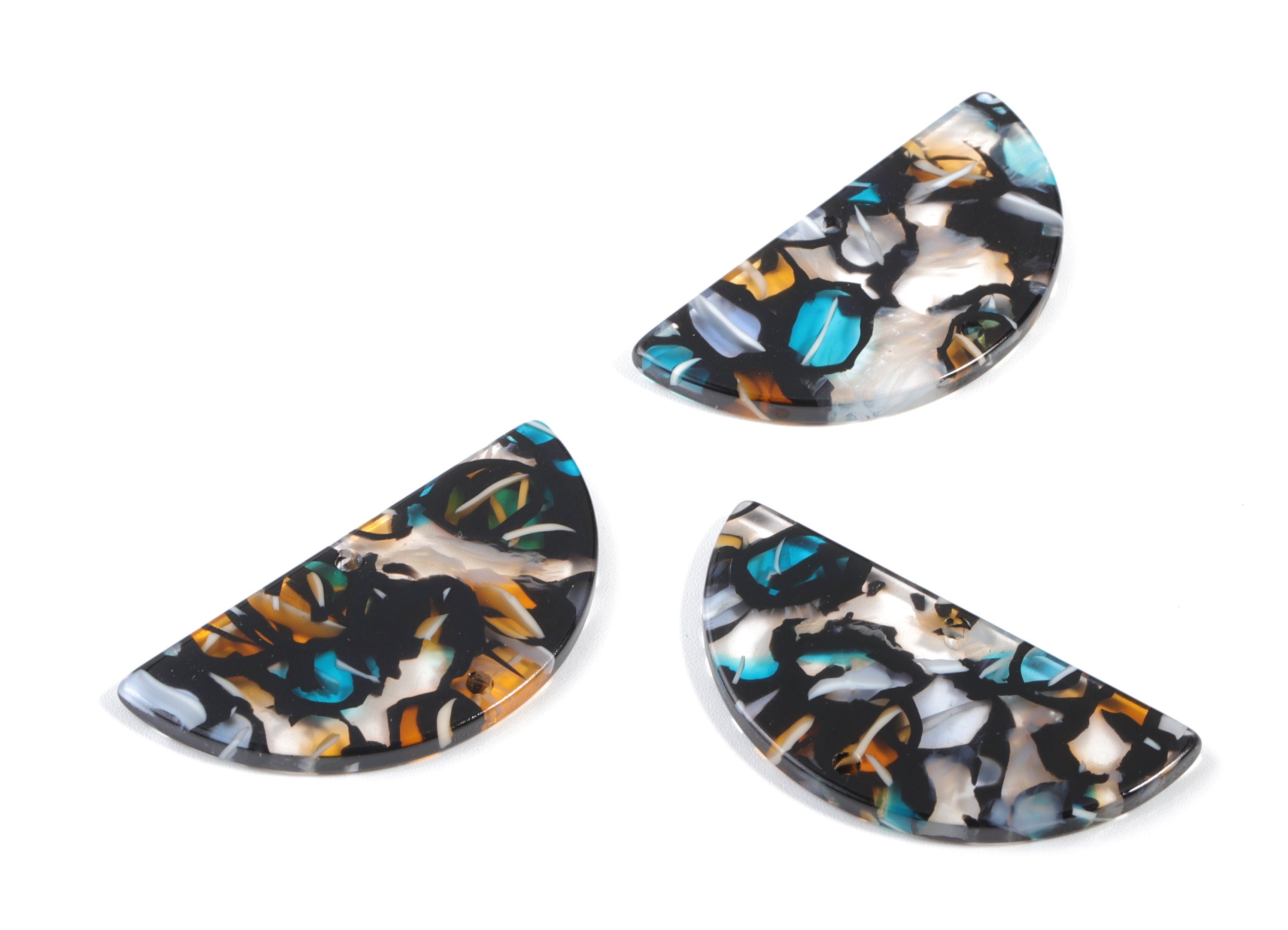 Acetate Semicircle Connectors - 2 Holes - Half Moon Earrings - Earring Findings - Color Code:A335 - 37.2x18.55x2.4mm - AC1794-A335 - DOMEDBAZAAR