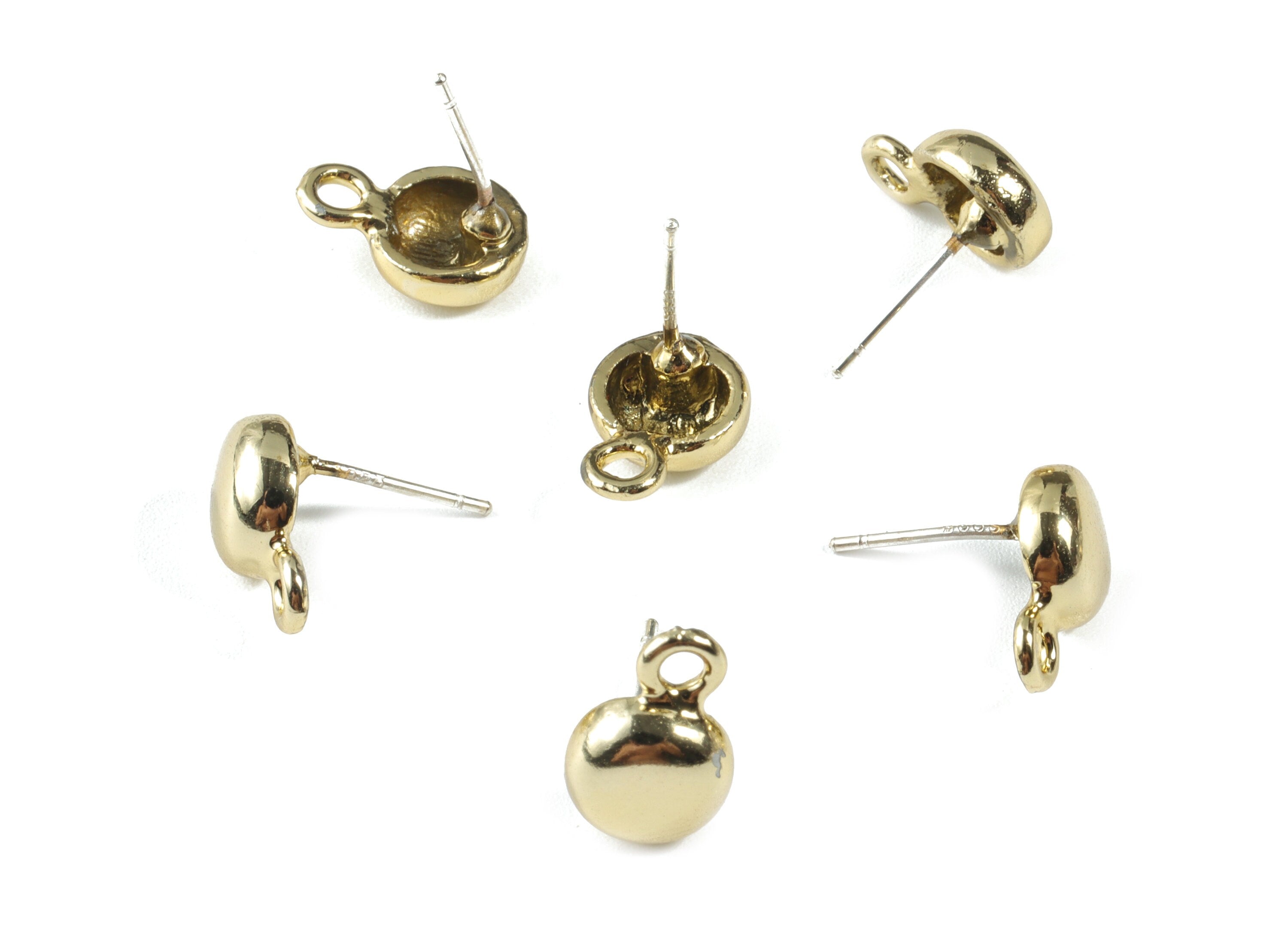 Alloy Mini Round Earring Stud - Gold Circle Earring Post - Silver Stud - Gold Tone Plated - Jewelry Supplies - 11.65x7.71x3.23mm - ZZ1705 - DOMEDBAZAAR