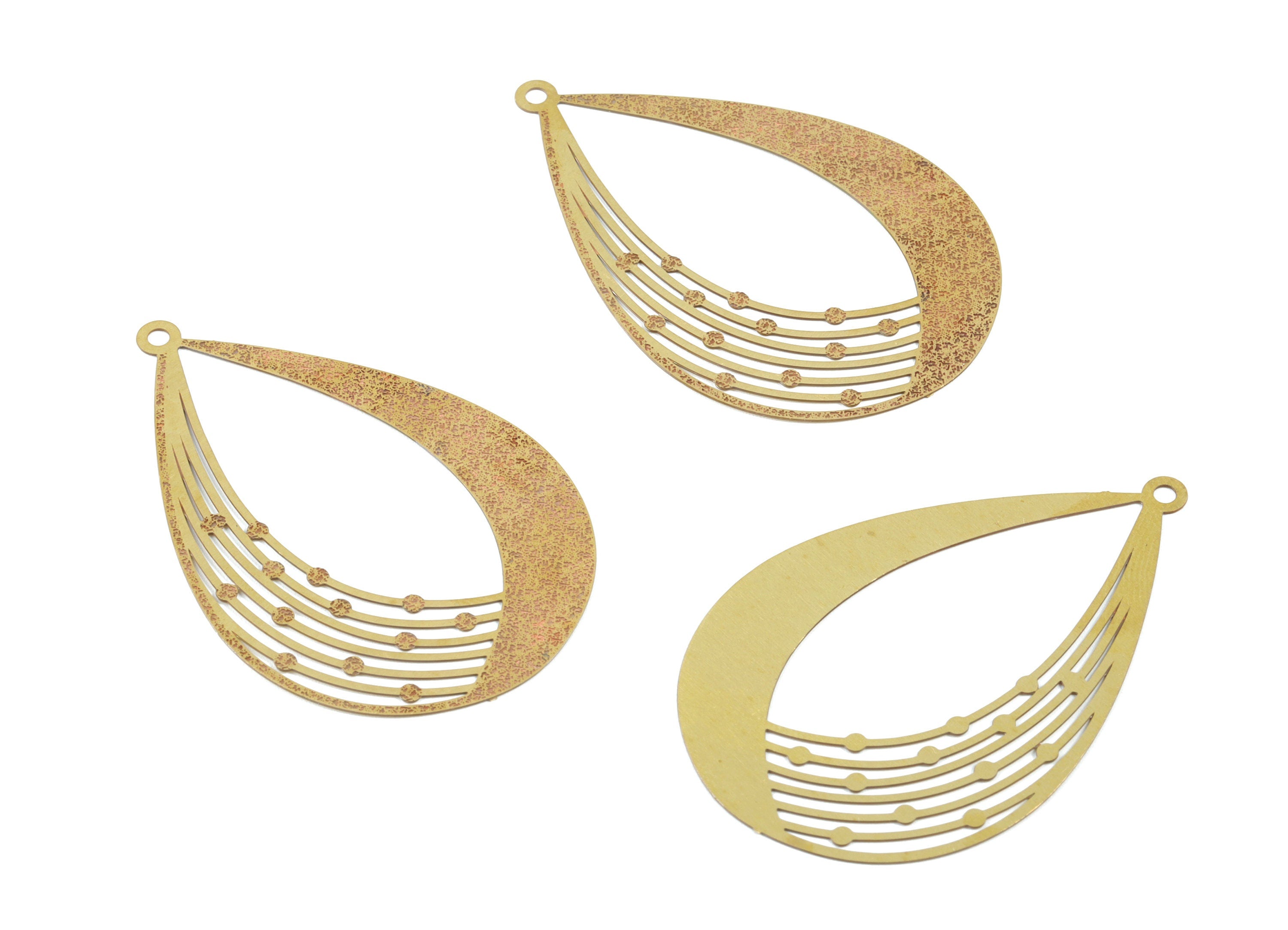 Raw Brass Marquise Shaped Earring Charms - Hallow Out Earring Charms - Earring Findings - Jewelry Supplies - 47.4x30.7x0.3mm- JJB3760 - DOMEDBAZAAR