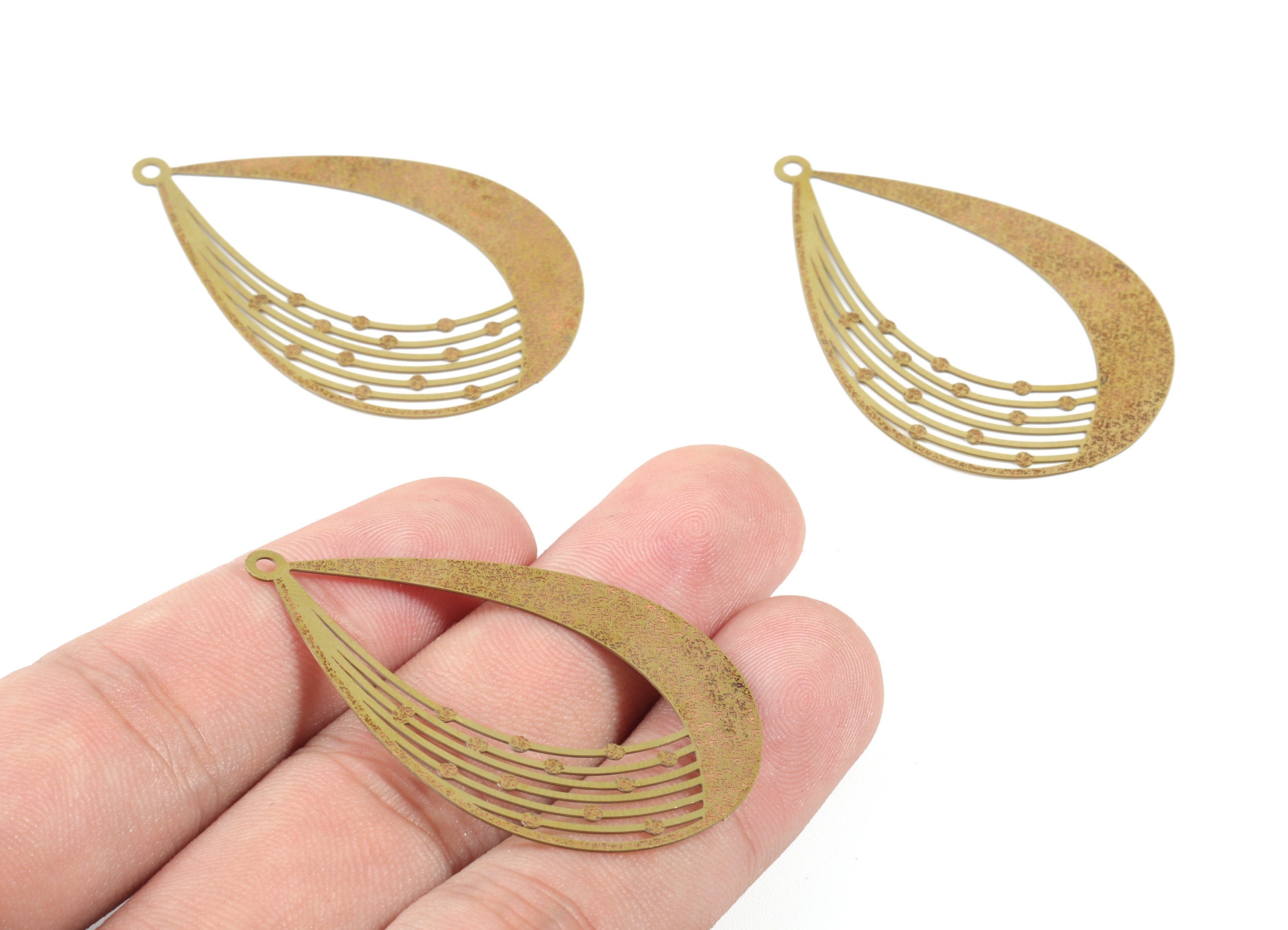 Raw Brass Marquise Shaped Earring Charms - Hallow Out Earring Charms - Earring Findings - Jewelry Supplies - 47.4x30.7x0.3mm- JJB3760 - DOMEDBAZAAR