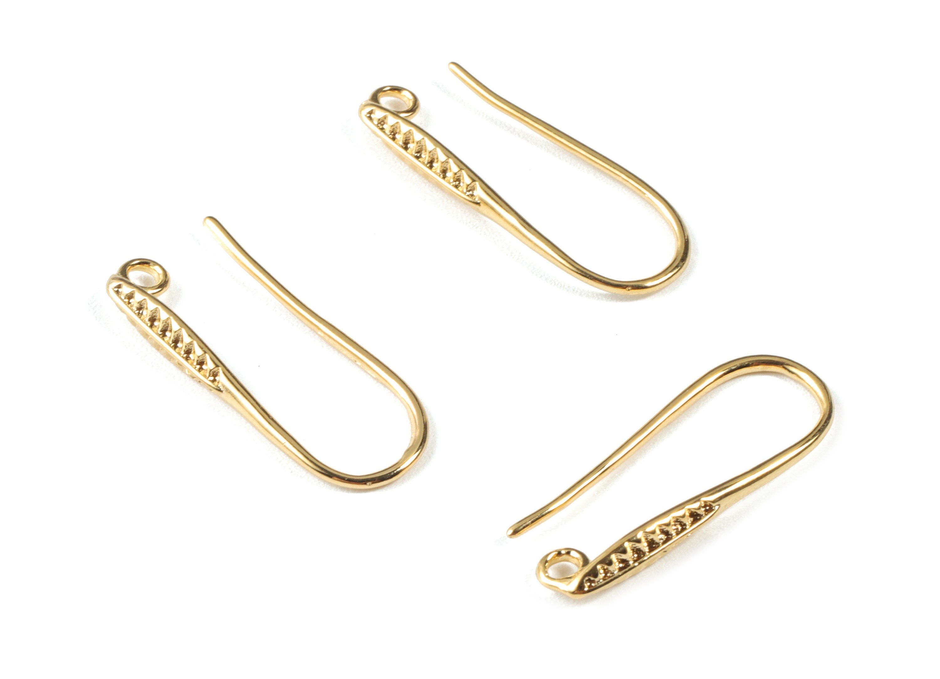 Brass Earring Wires - Gold Earring Hooks - 18K Real Gold Plated Brass - Earring Findings - Jewellery Supplies - 21.46x8.08x2.88mm - RGP2653 - DOMEDBAZAAR