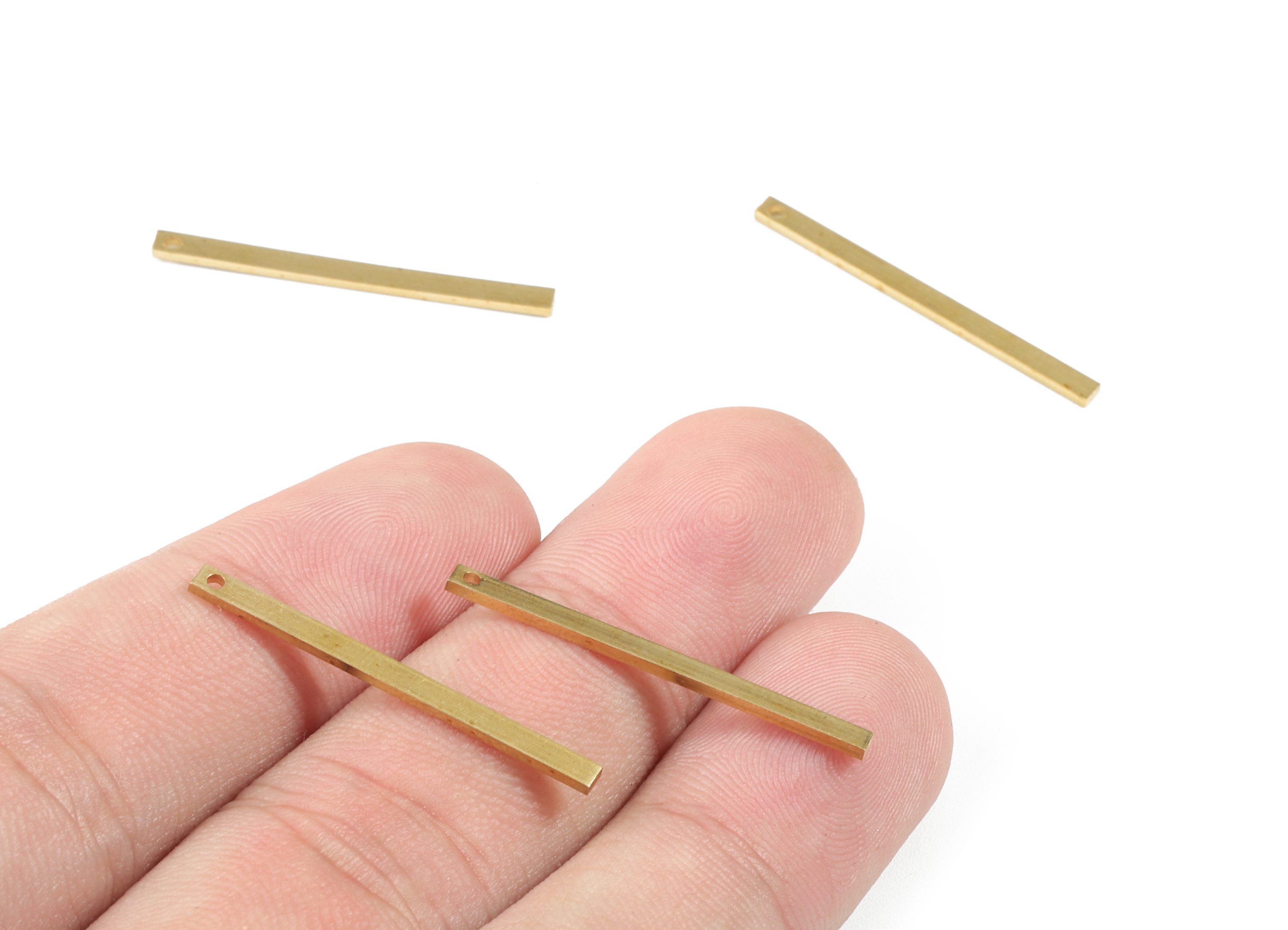 Brass Mini Bar Charms - Raw Brass Strip Pendants - Earring Findings - Jewelry Supplies - 29.79x2.01x1.03mm - PP3553 - DOMEDBAZAAR