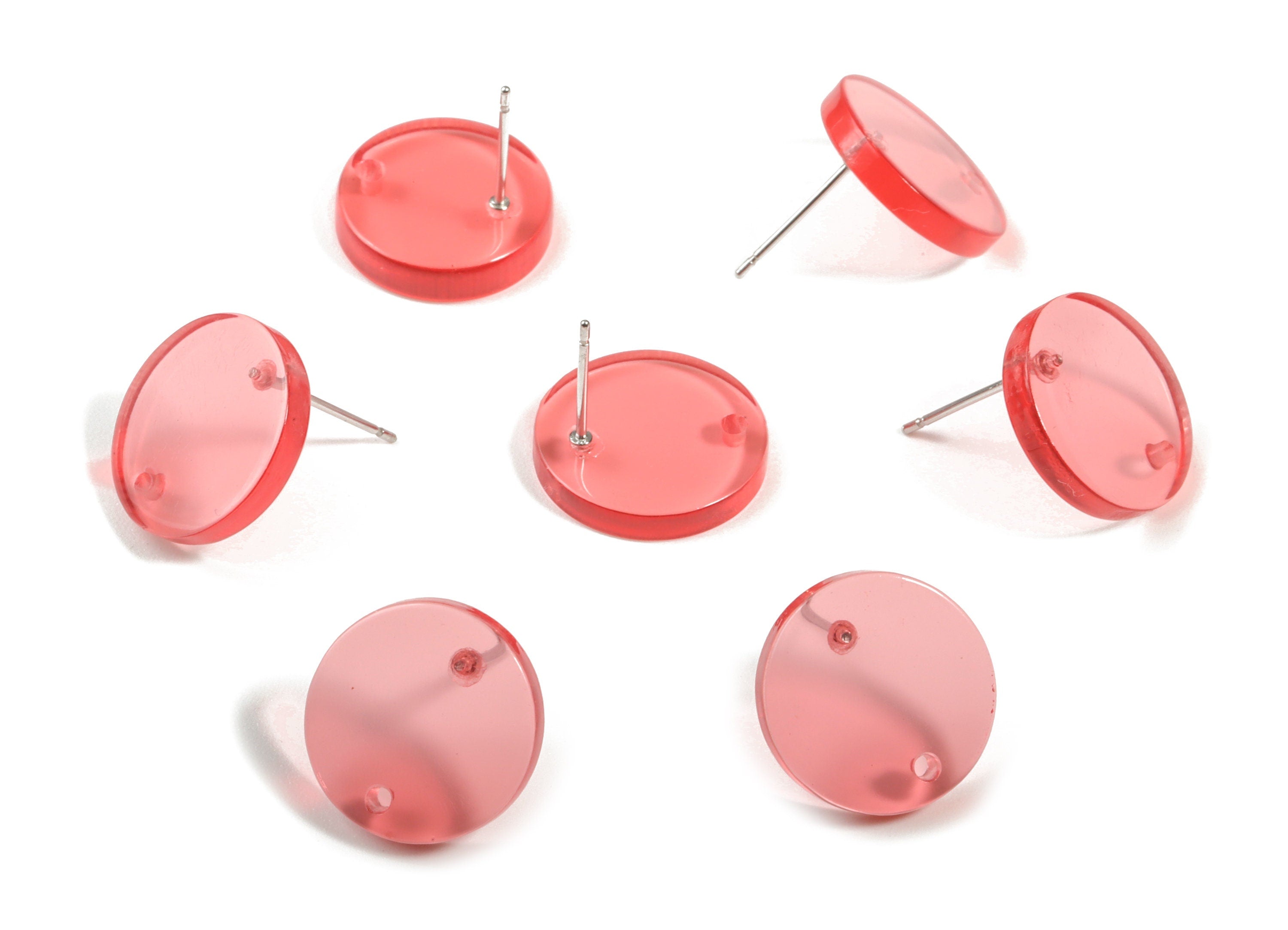 Acrylic Mini Circle Earring Stud - Mini Round Post - Earring Findings - Jewelry Supplies - Color Code:A465 - 14.79x14.79x2.68mm - AC1902A - DOMEDBAZAAR