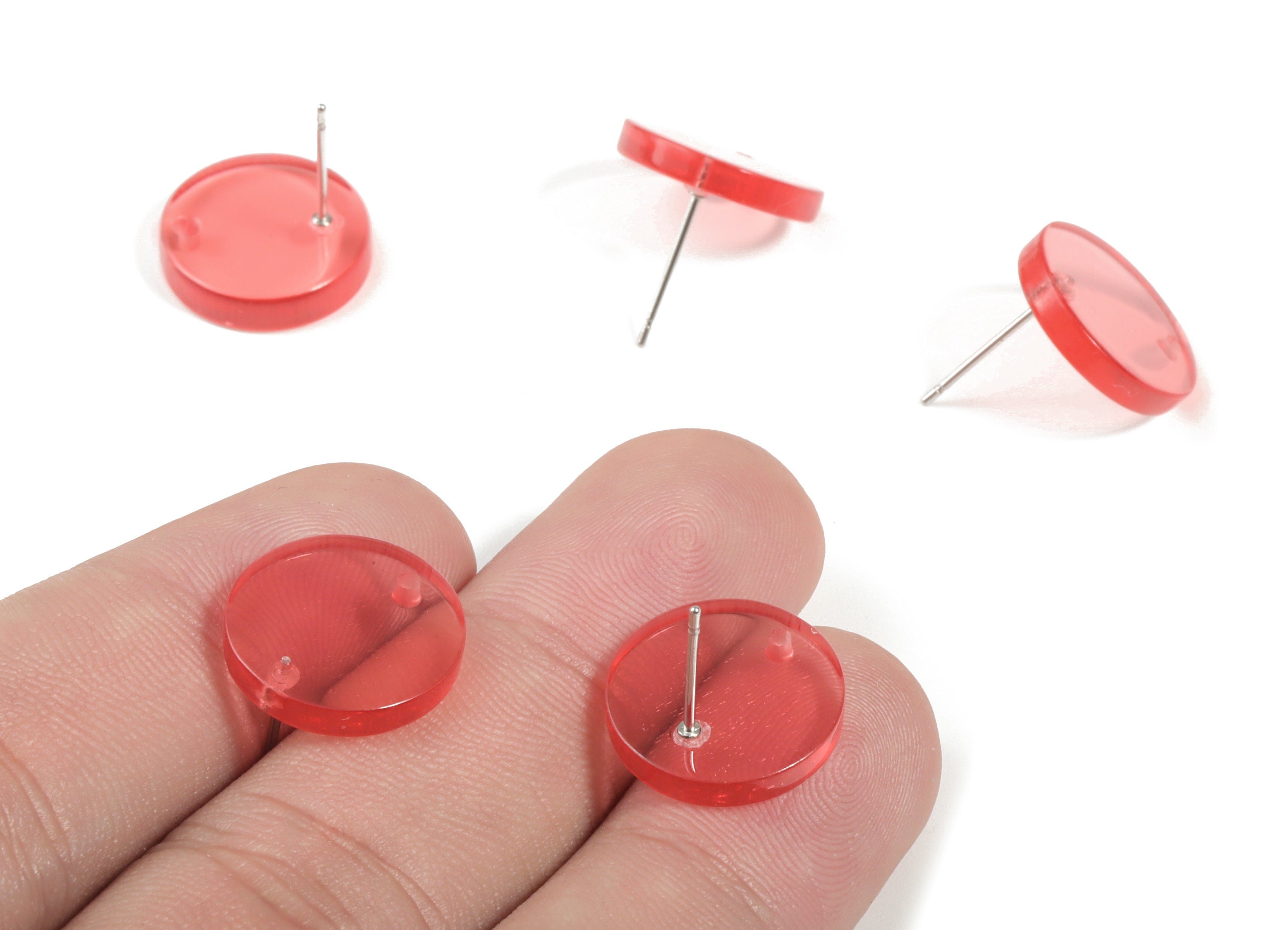 Acrylic Mini Circle Earring Stud - Mini Round Post - Earring Findings - Jewelry Supplies - Color Code:A465 - 14.79x14.79x2.68mm - AC1902A - DOMEDBAZAAR