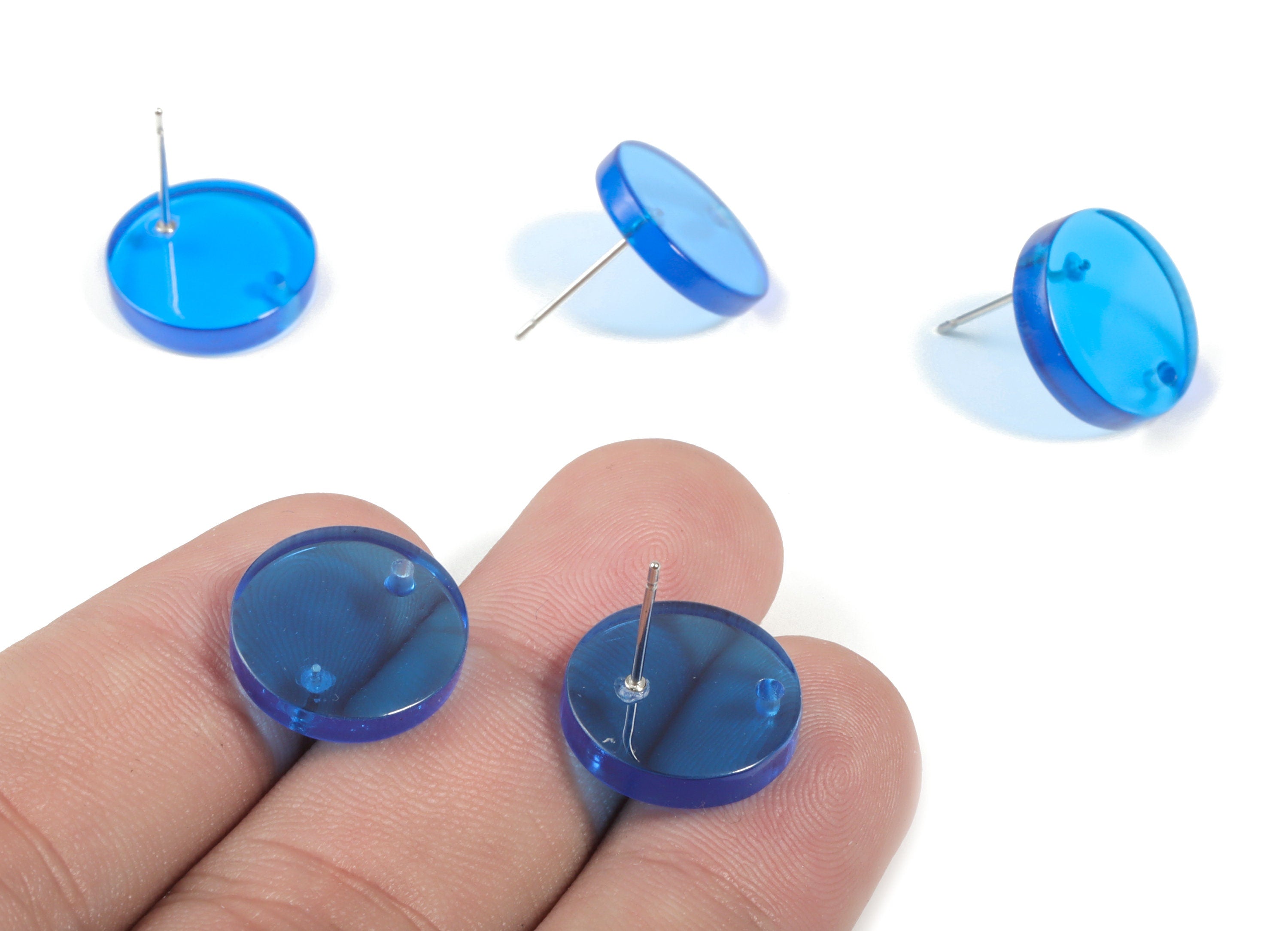 Acrylic Mini Circle Earring Stud - Mini Round Post - Earring Findings - Jewelry Supplies - Color Code:A464 - 14.79x14.79x2.68mm - AC1902C - DOMEDBAZAAR