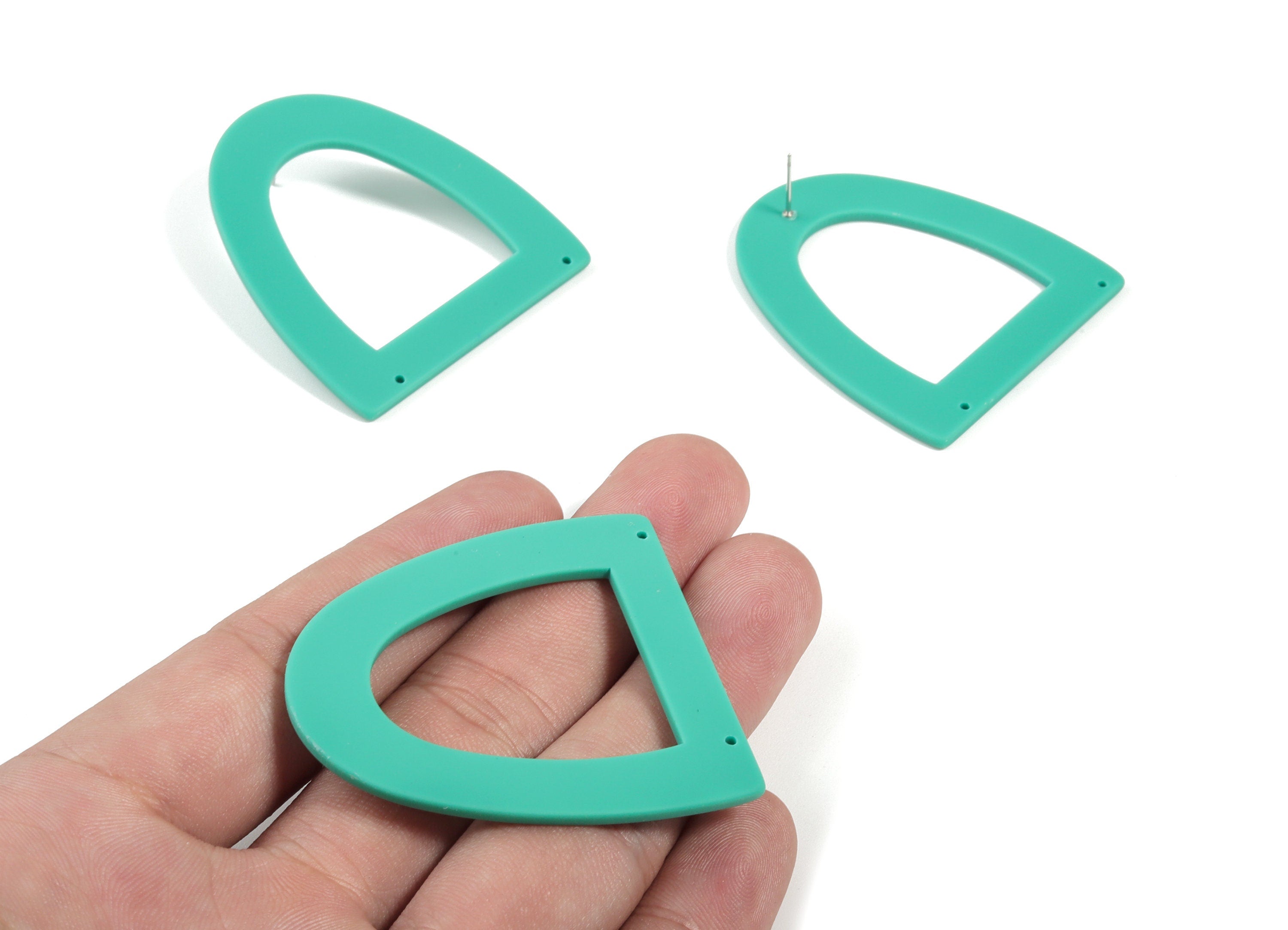 Acrylic Half Ellipse Earring Stud - Matte Semi circle Post - 2 Holes - Jewellery Supplies - Color Code:A478 - 48.93x43.75x2.33mm - AC1877D - DOMEDBAZAAR