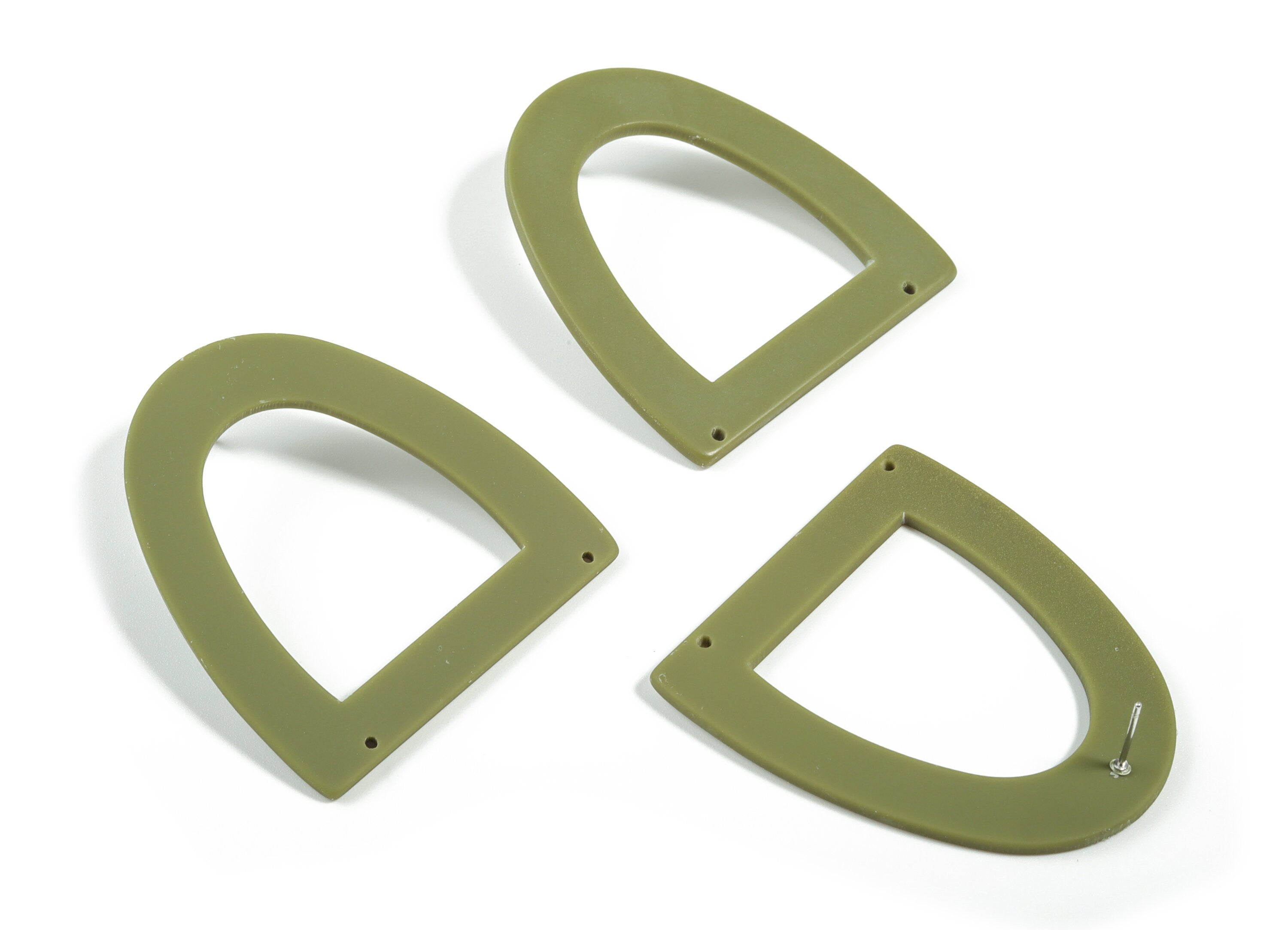 Acrylic Half Ellipse Earring Stud - Matte Semi circle Post - 2 Holes - Jewellery Supplies - Color Code:A477 - 48.93x43.75x2.33mm - AC1877B - DOMEDBAZAAR