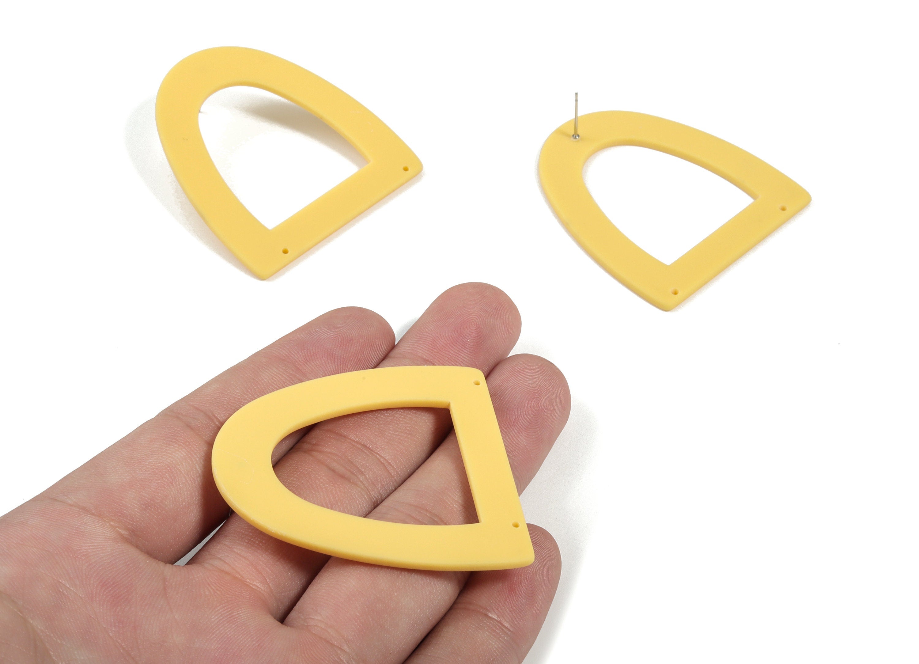 Acrylic Half Ellipse Earring Stud - Matte Semi circle post - 2 Holes - Jewelry Supplies - Color Code:A474 - 48.93x43.75x2.33mm - AC1877C - DOMEDBAZAAR