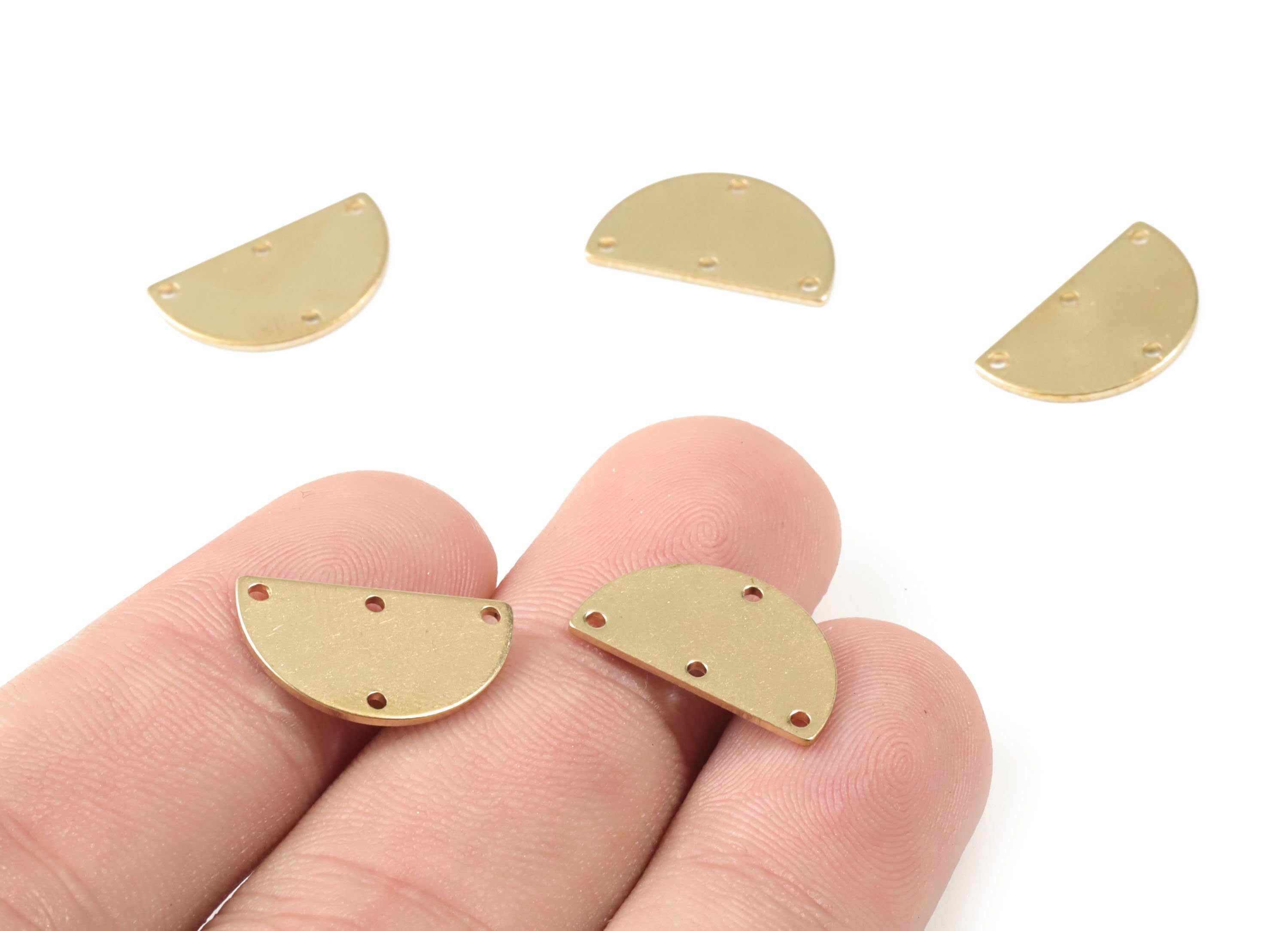 Brass Mini Semi Circle Connector - Raw Brass Half Moon Connector - Brass Moon For Necklace - Jewelry Supplies - 16.7x9.69x0.82mm - PP3549 - DOMEDBAZAAR