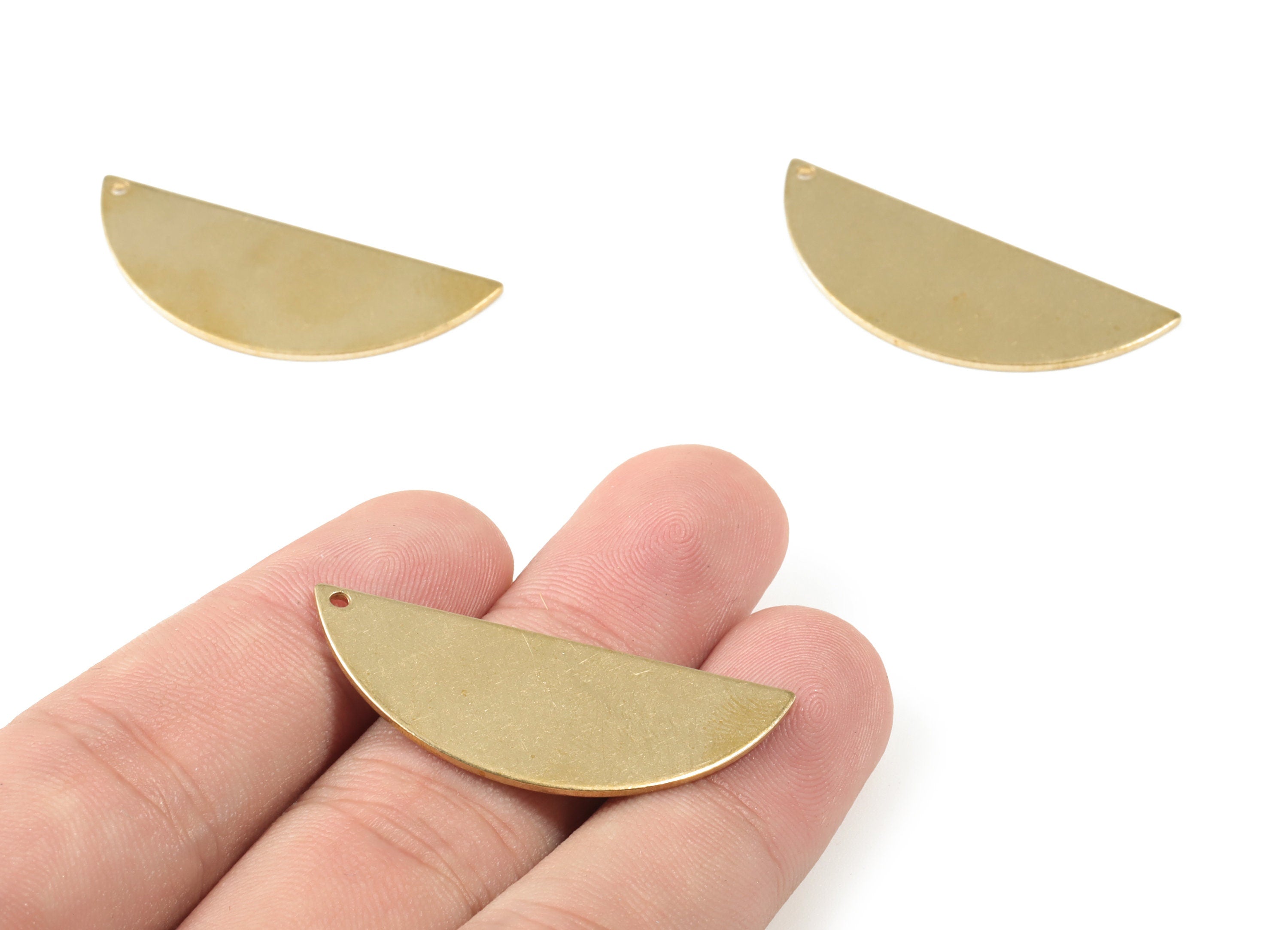 Personalized stamping blank - Brass Semi Circle Earring Charms - Raw Brass Half Moon Pendant - Earring Findings - 39x15.48x1.02mm - PP3551 - DOMEDBAZAAR