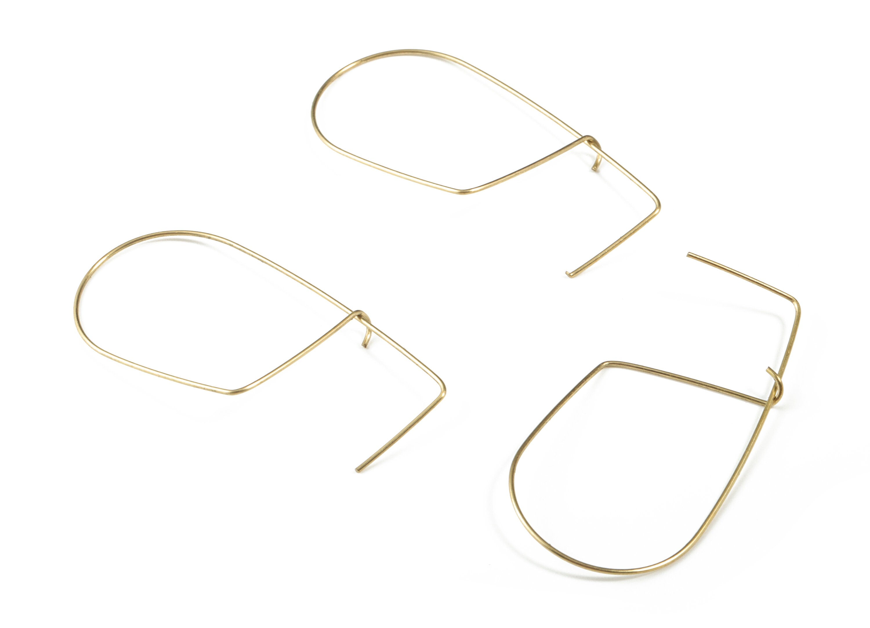 Brass Wire Ear Hook - Raw Brass Geometric Earring Wires - Perfect For VINYL Heishi Beads Clay Disc - Jewelry Supplies - 50x25x0.7mm - PP3564 - DOMEDBAZAAR
