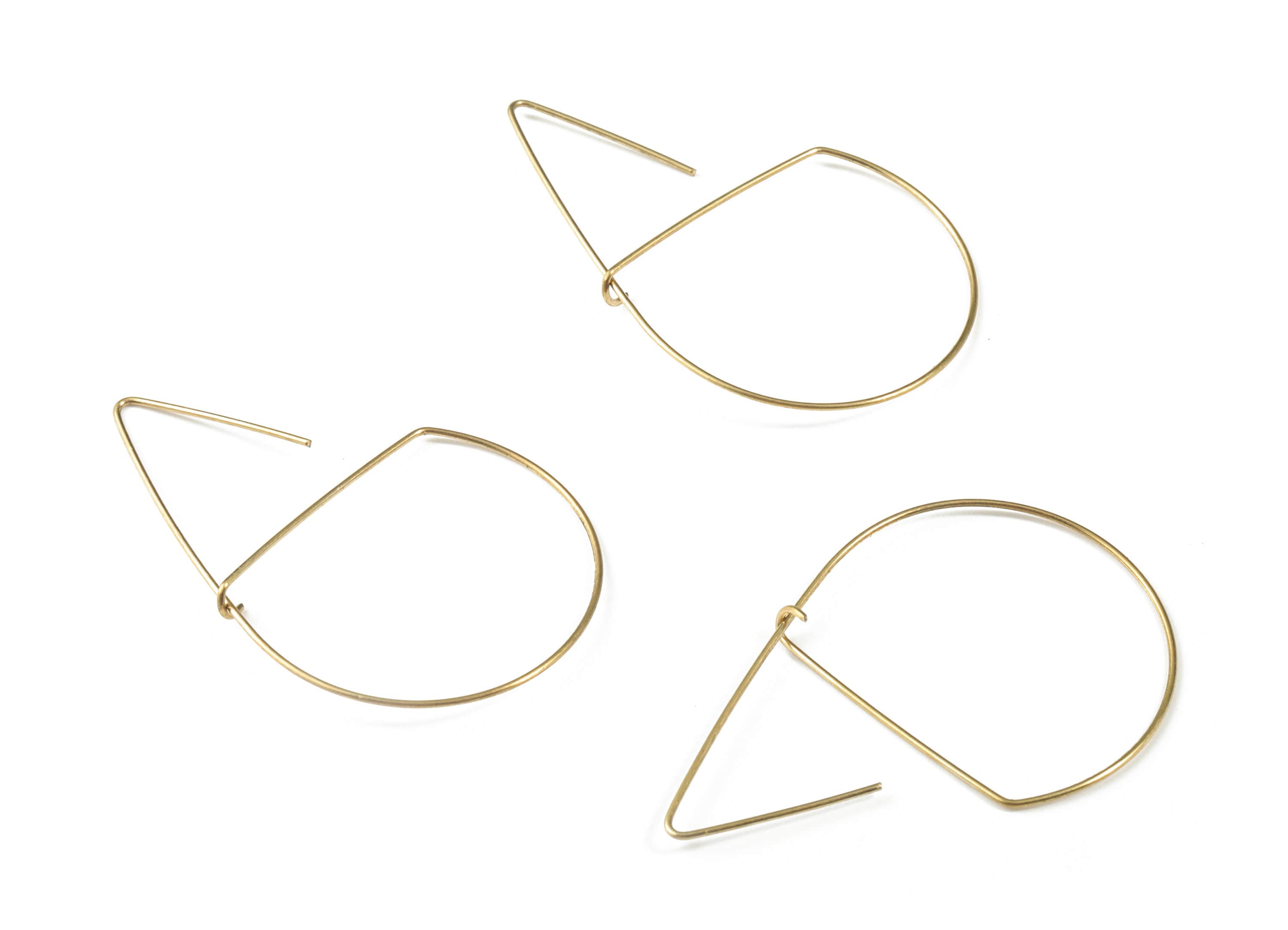 Brass Wire Ear Hook - Raw Brass Geometric Earring Wires - Perfect For VINYL Heishi Beads Clay Disc - Jewelry Supplies - 50x31x0.7mm - PP3566 - DOMEDBAZAAR
