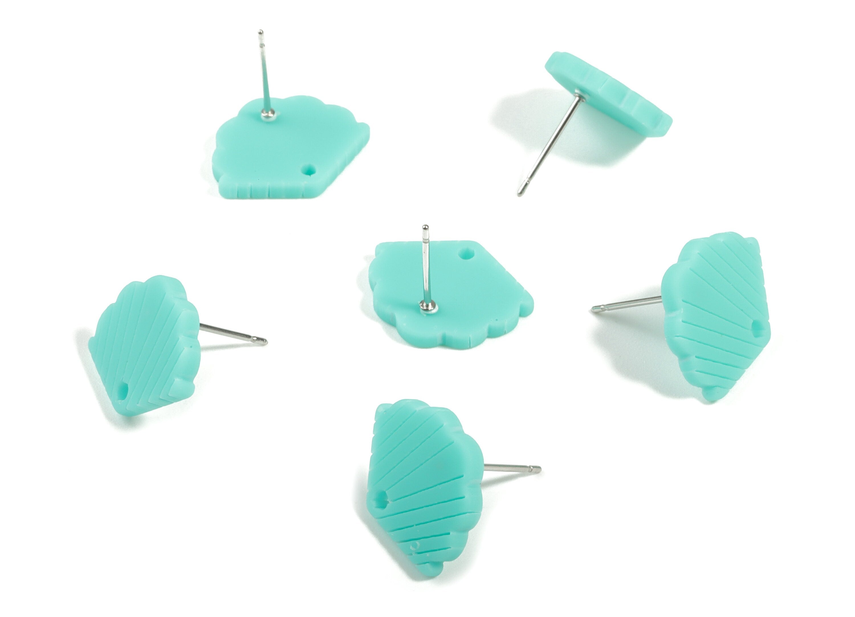 Acrylic Mini Shell Earring Stud - Matte Sheall Post - Earring Post - Jewelry Supplies - Color Code:A467 - 17.03x13.77x2.29mm - AC1898B - DOMEDBAZAAR