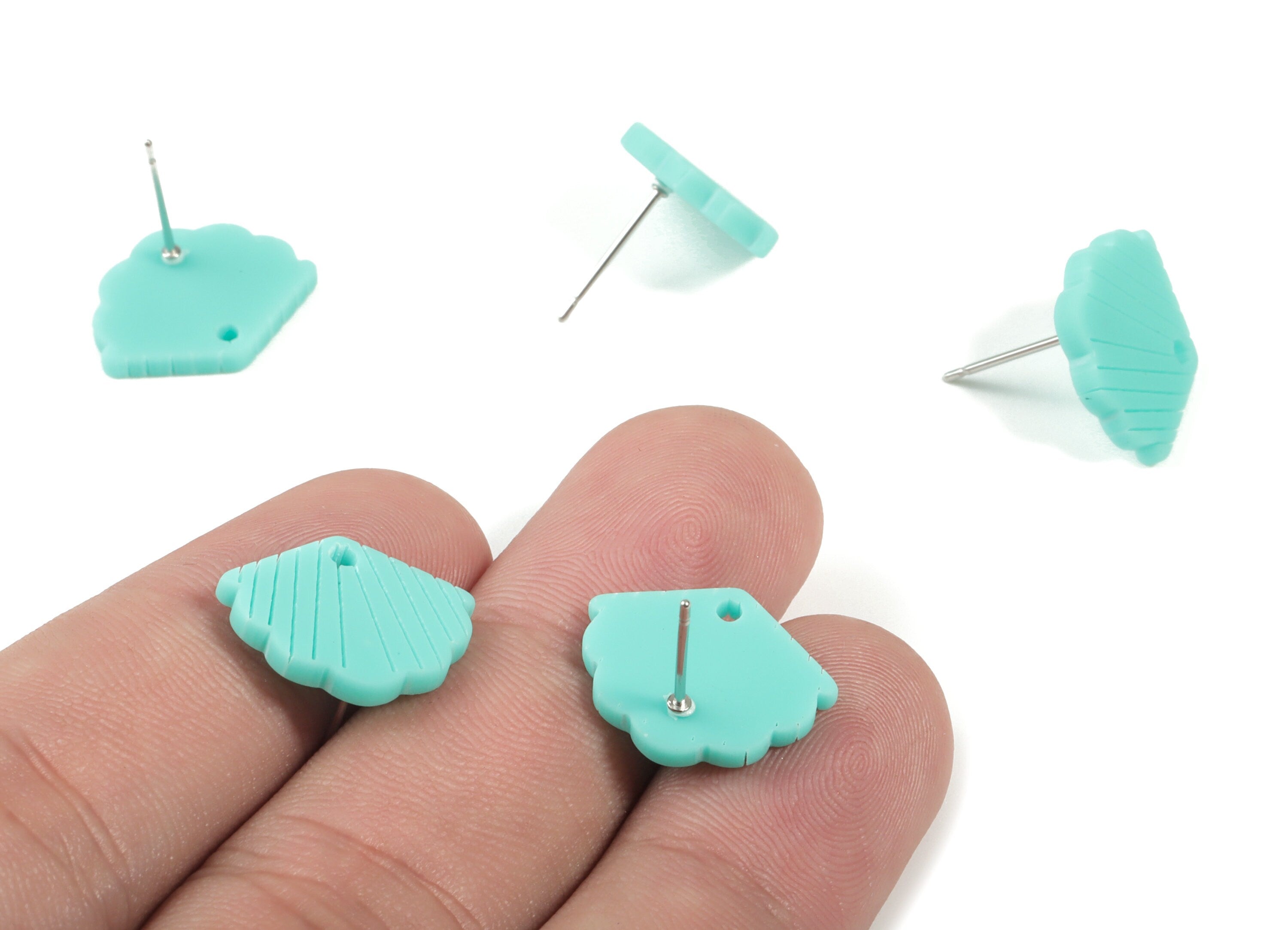Acrylic Mini Shell Earring Stud - Matte Sheall Post - Earring Post - Jewelry Supplies - Color Code:A467 - 17.03x13.77x2.29mm - AC1898B - DOMEDBAZAAR