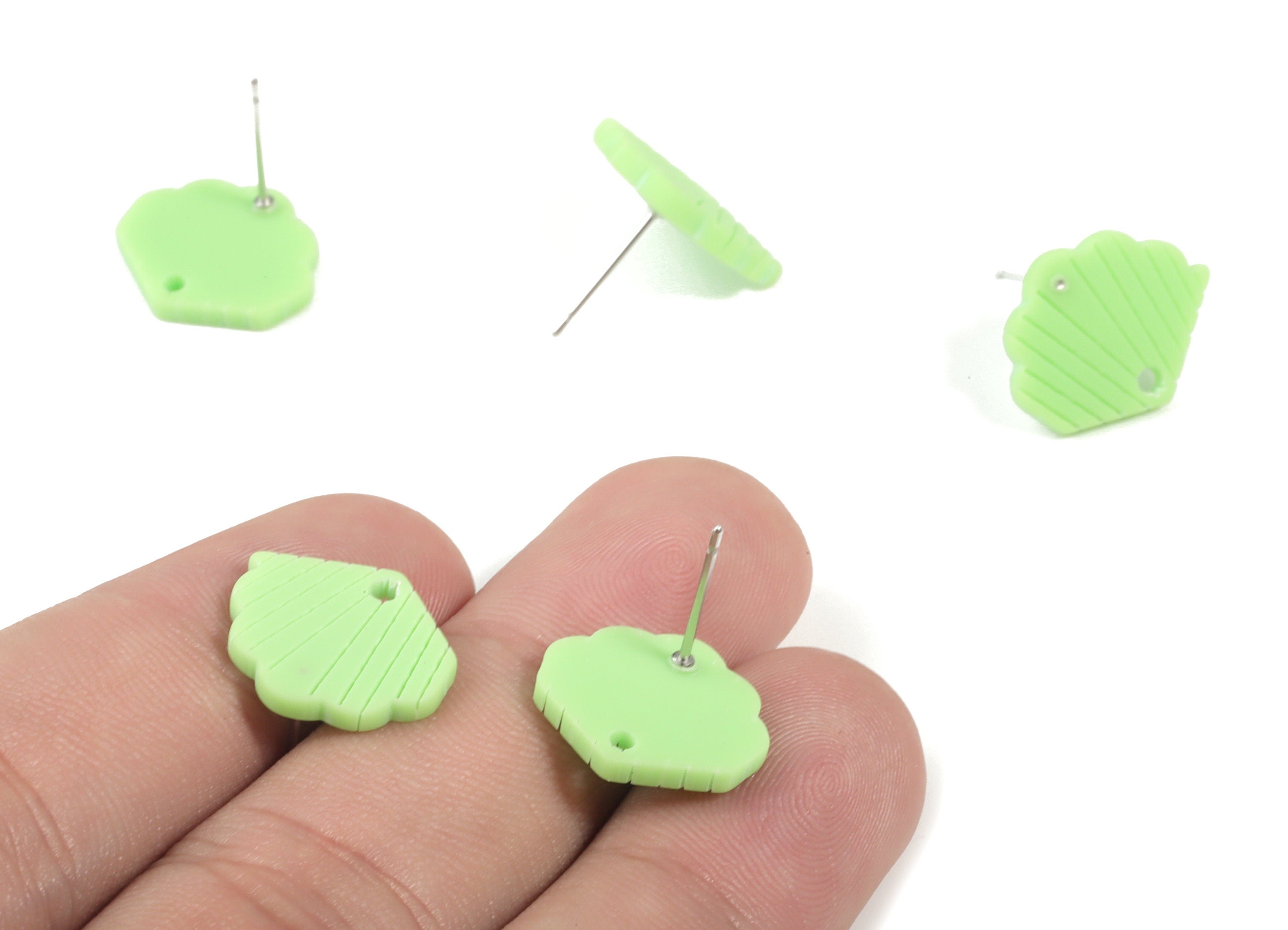 Acrylic Mini Shell Earring Stud - Matte Sheall Post - Earring Post - Jewelry Supplies - Color Code:A469 - 17.03x13.77x2.29mm - AC1898D - DOMEDBAZAAR