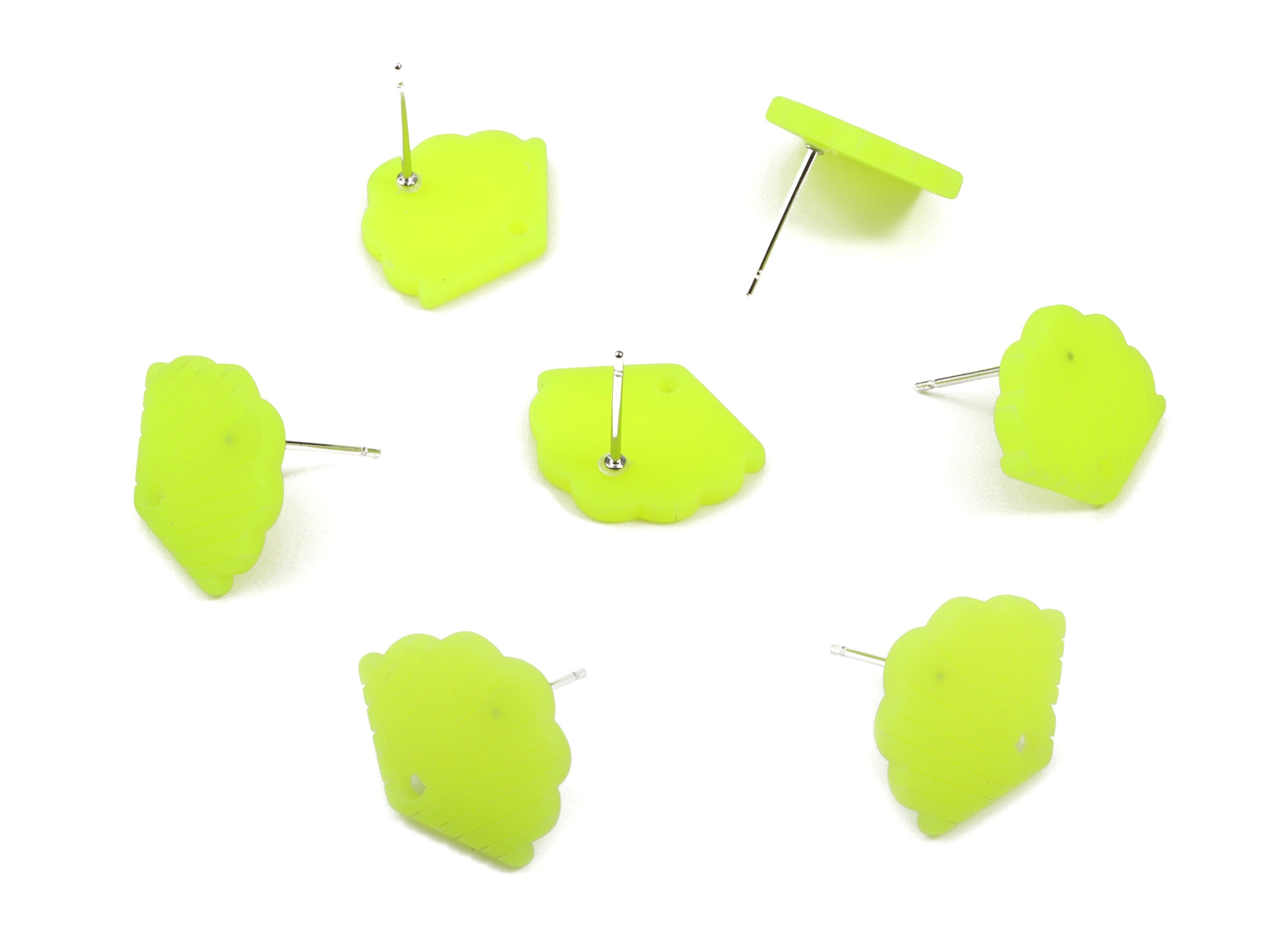 Acrylic Mini Shell Earring Stud - Matte Sheall Post - Earring Post - Jewelry Supplies - Color Code:A470 - 17.03x13.77x2.29mm - AC1898E - DOMEDBAZAAR