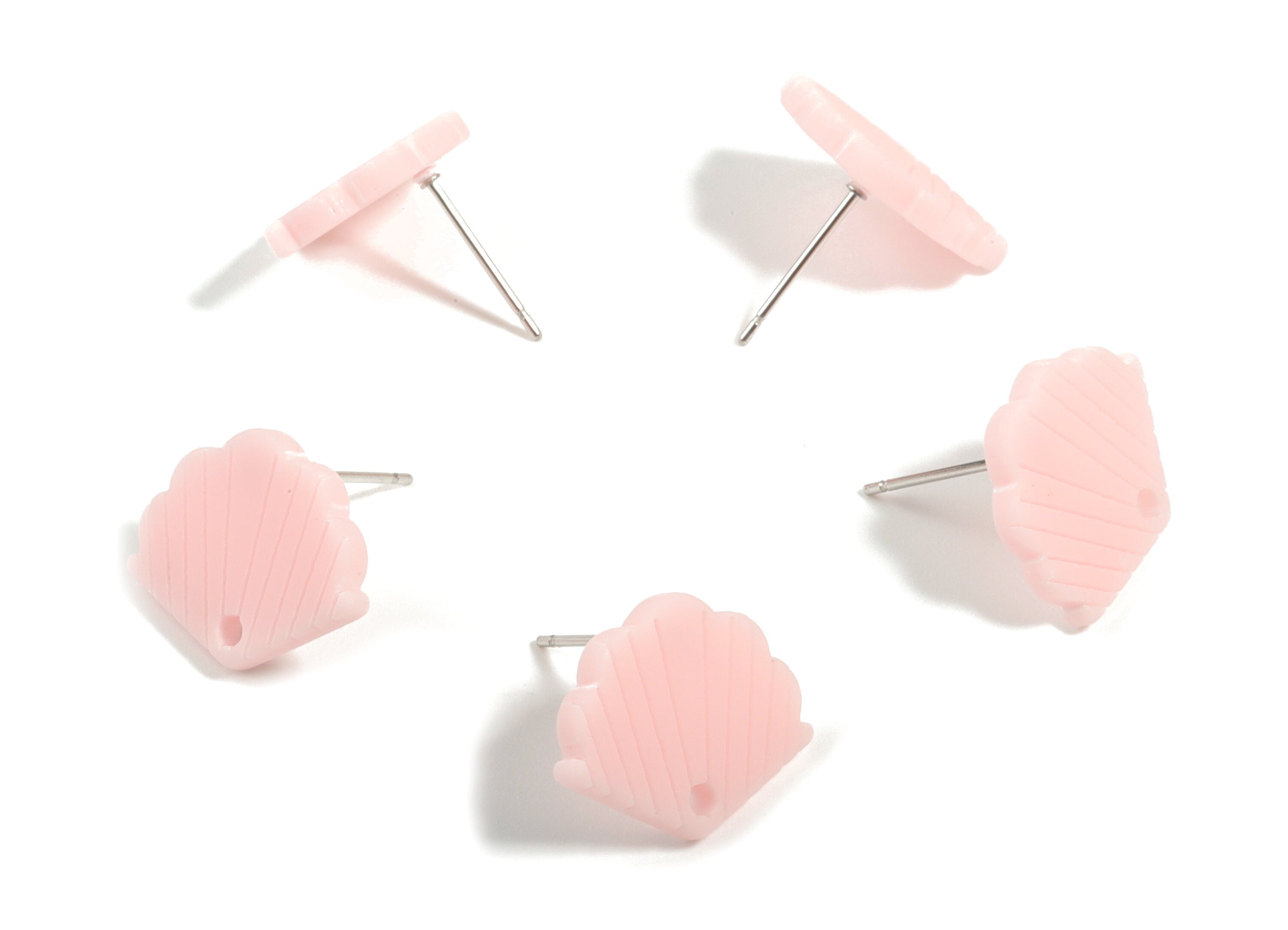 Acrylic Mini Shell Earring Stud - Matte Sheall Post - Earring Post - Jewelry Supplies - Color Code:A473 - 17.03x13.77x2.29mm - AC1898H - DOMEDBAZAAR
