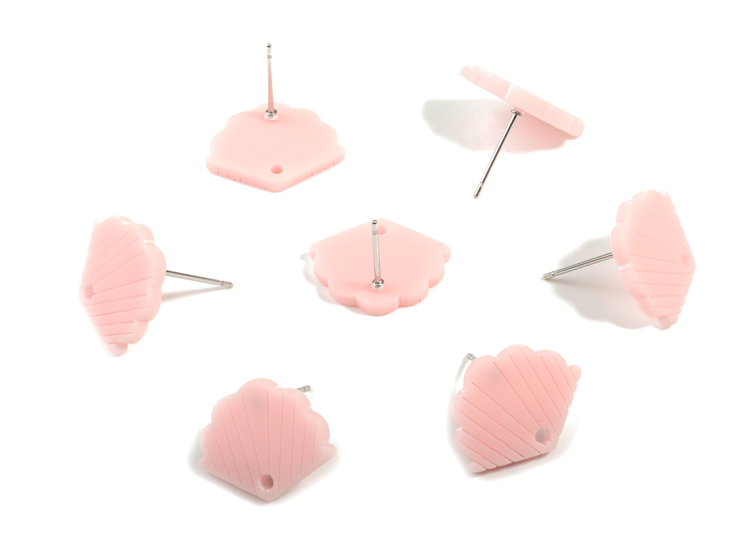 Acrylic Mini Shell Earring Stud - Matte Sheall Post - Earring Post - Jewelry Supplies - Color Code:A473 - 17.03x13.77x2.29mm - AC1898H - DOMEDBAZAAR