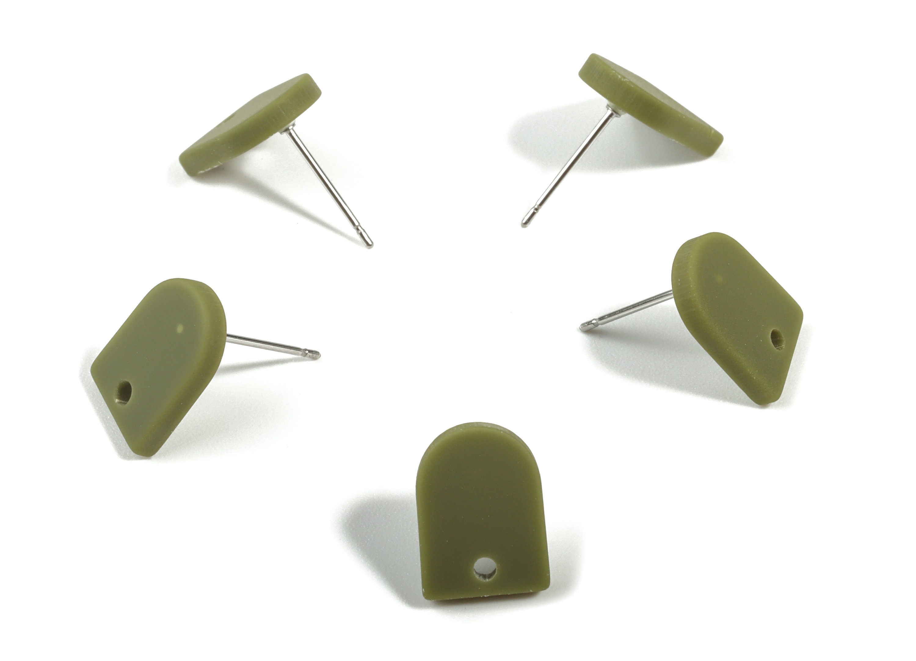 Acrylic Mini D E arring Stud- Matte Semi Circle Earring Post - Jewelry Supplies - Color Code:A476 - 12.66x9.44x2.23mm - AC1882B - DOMEDBAZAAR