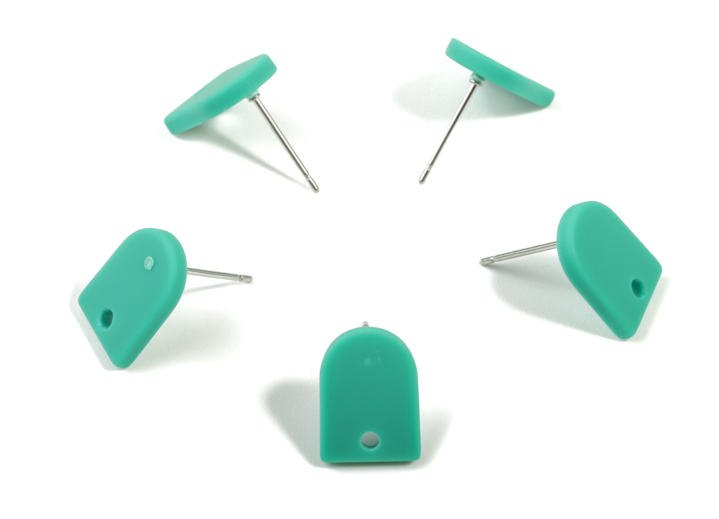 Acrylic Mini D Earring Stud - Matte Semi Circle Earring Post - Jewelry Supplies - Color Code:A478 - 12.66x9.44x2.23mm - AC1882D - DOMEDBAZAAR