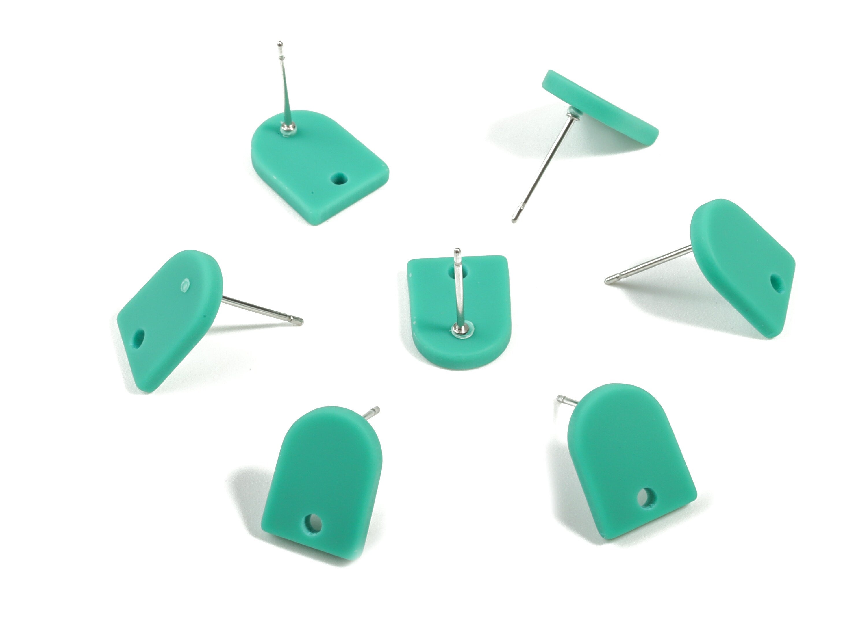 Acrylic Mini D Earring Stud - Matte Semi Circle Earring Post - Jewelry Supplies - Color Code:A478 - 12.66x9.44x2.23mm - AC1882D - DOMEDBAZAAR