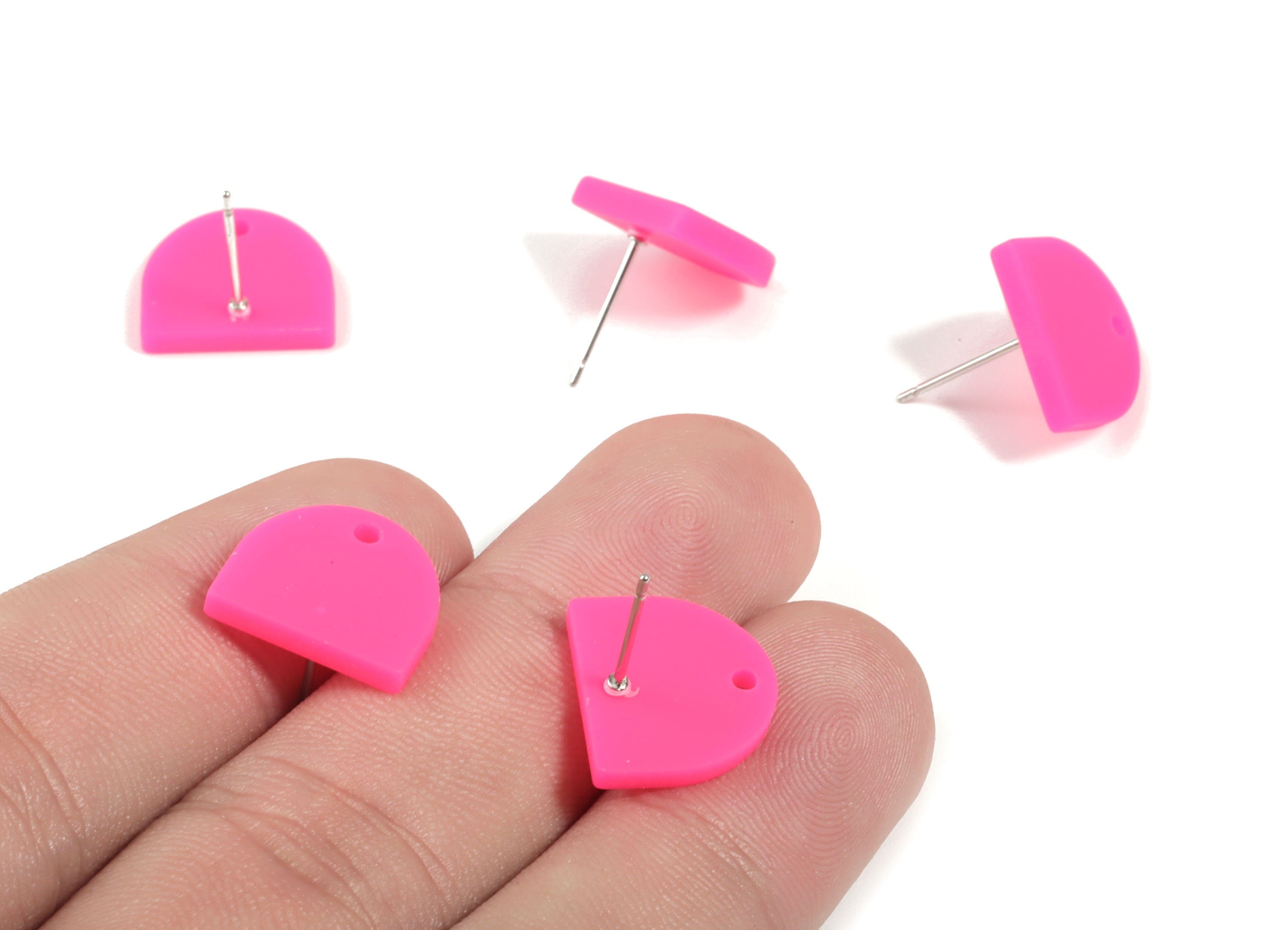 Acrylic Mini D Earring Stud - Matte Semi Circle Earring Post - Jewelry Supplies - Color Code:A472 - 13.73x12.7x2.3mm - AC1889D - DOMEDBAZAAR