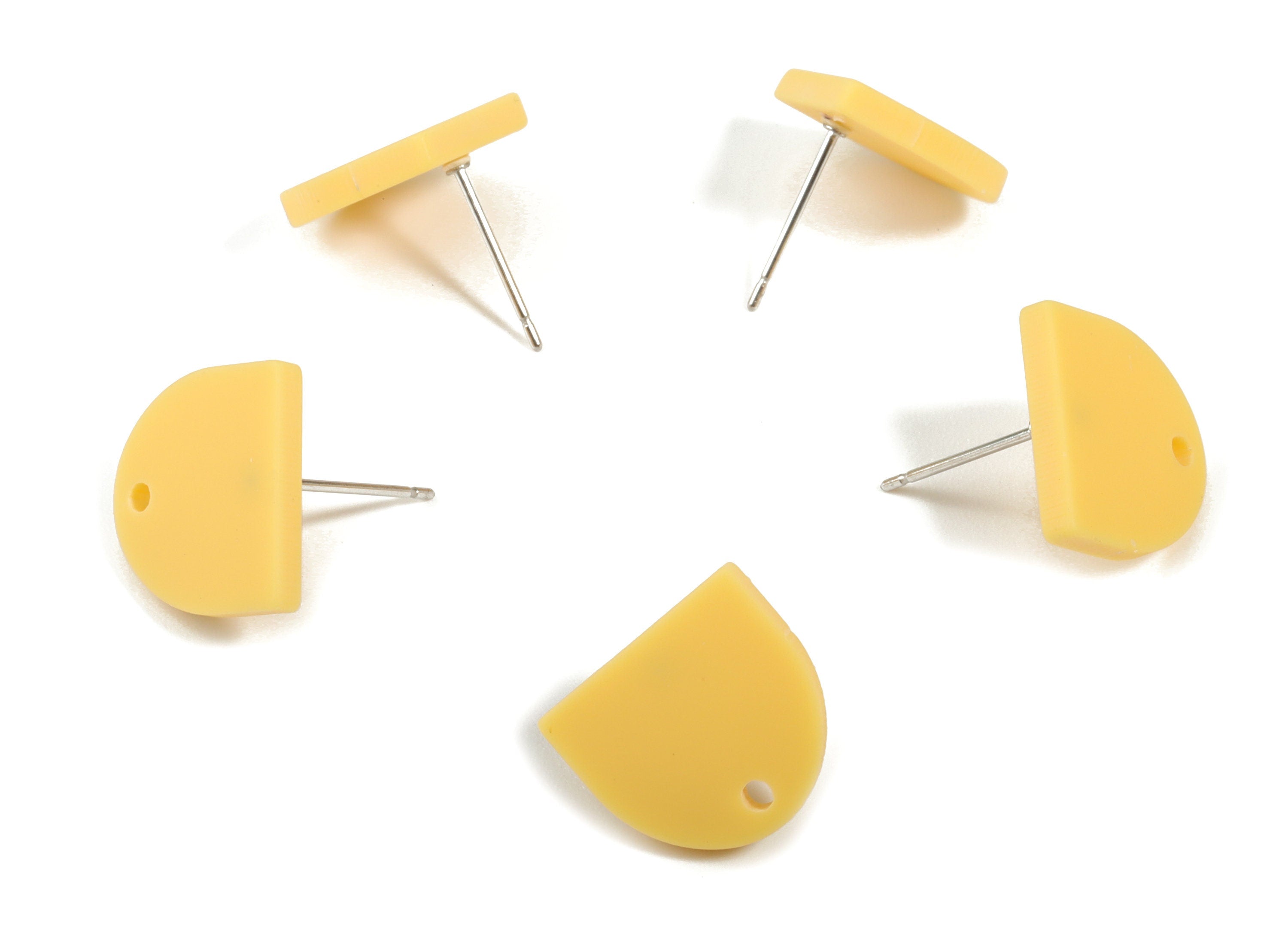 Acrylic Mini D Earring Stud - Matte Semi Circle Earring Post - Jewellery Supplies - Color Code:A474 - 13.73x12.7x2.3mm - AC1889E - DOMEDBAZAAR