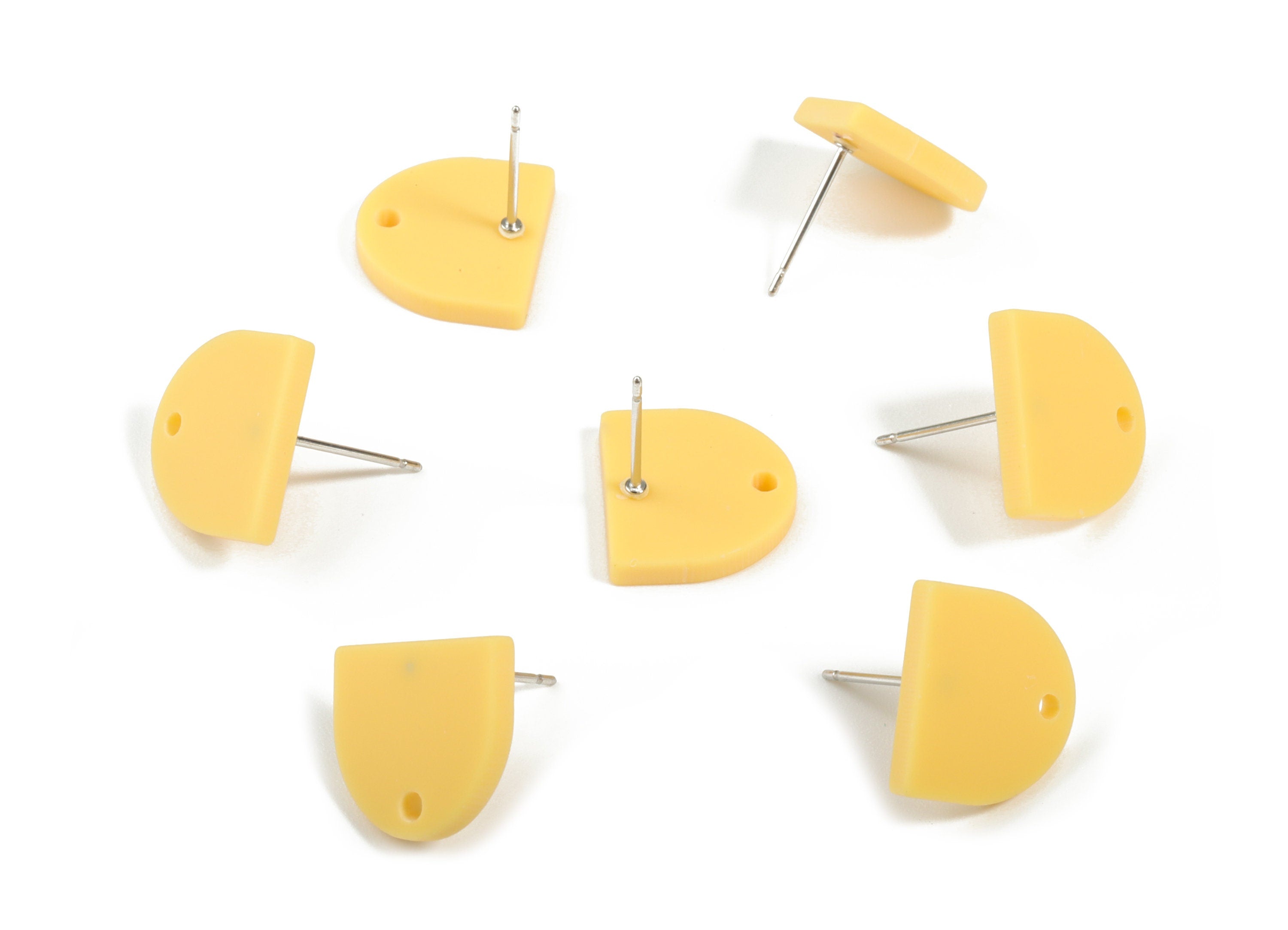 Acrylic Mini D Earring Stud - Matte Semi Circle Earring Post - Jewellery Supplies - Color Code:A474 - 13.73x12.7x2.3mm - AC1889E - DOMEDBAZAAR