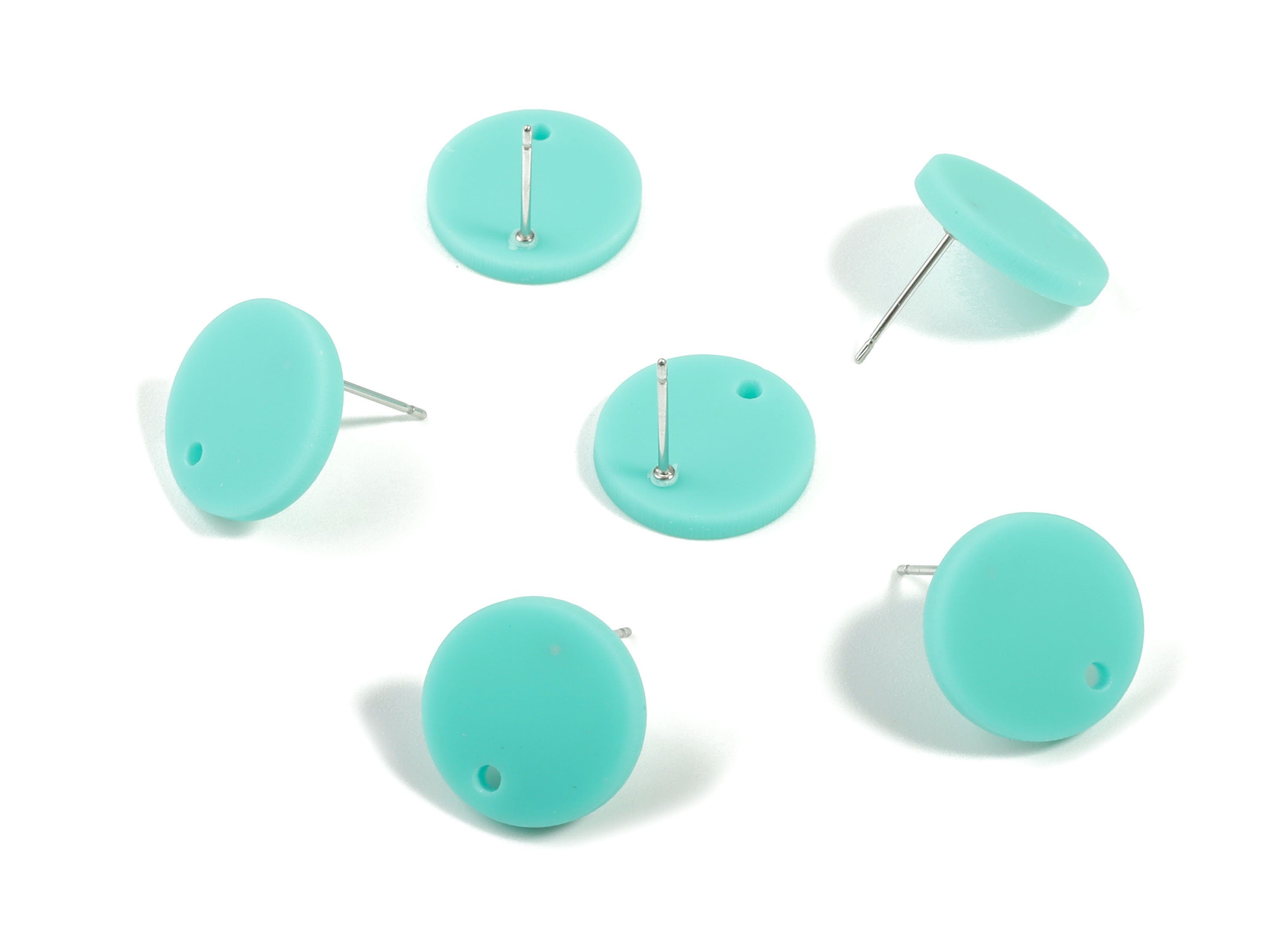 Acrylic Mini Round Earring Stud - Matte Circle Earring Post - Jewelry Supplies - Color Code:A467 - 14.64x14.64x2.17mm - AC1888E - DOMEDBAZAAR