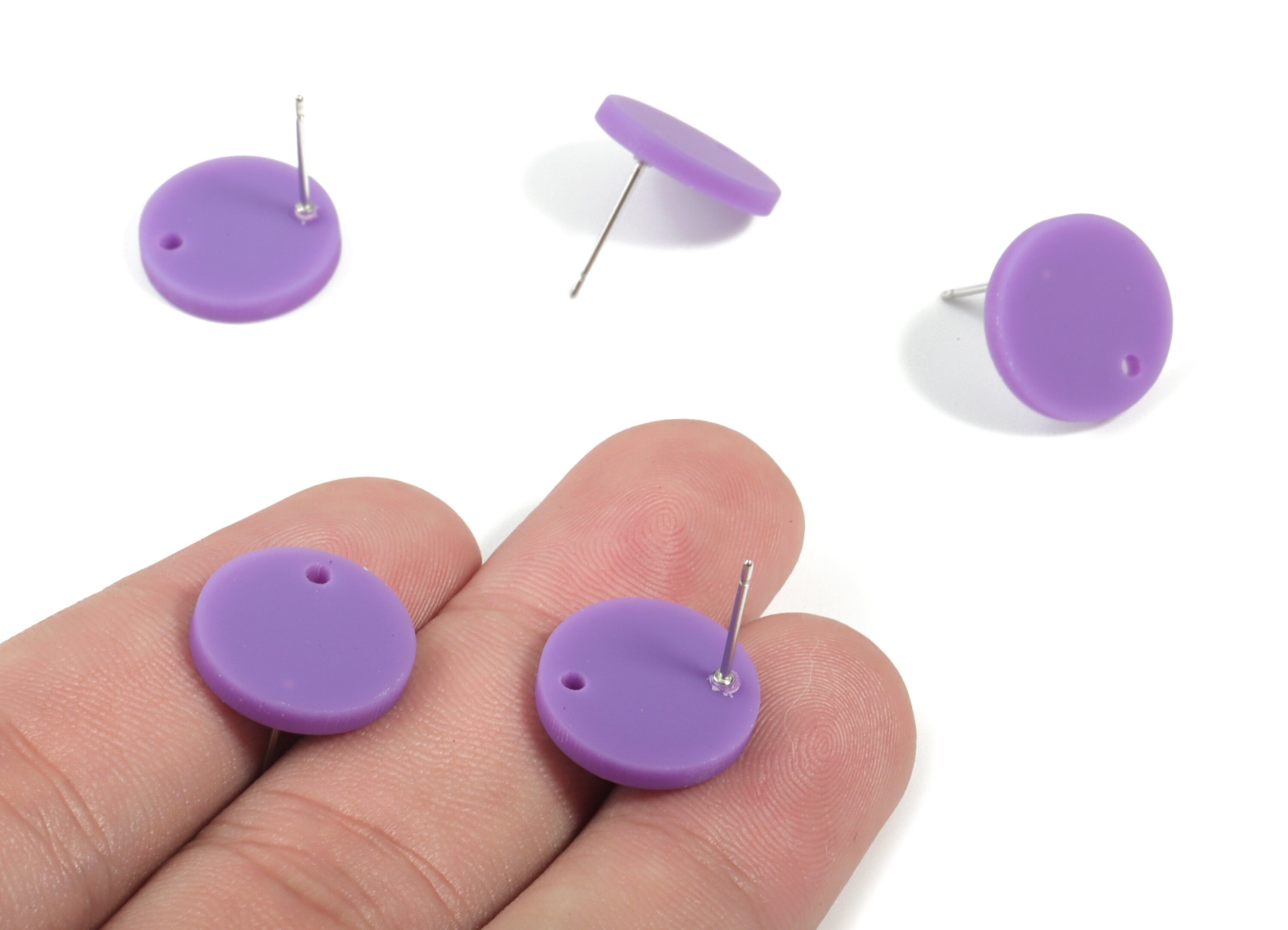 Acrylic Mini Round Earring Stud - Matte Circle Earring Post - Jewelry Supplies - Color Code:A475 - 14.64x14.64x2.17mm - AC1888J - DOMEDBAZAAR