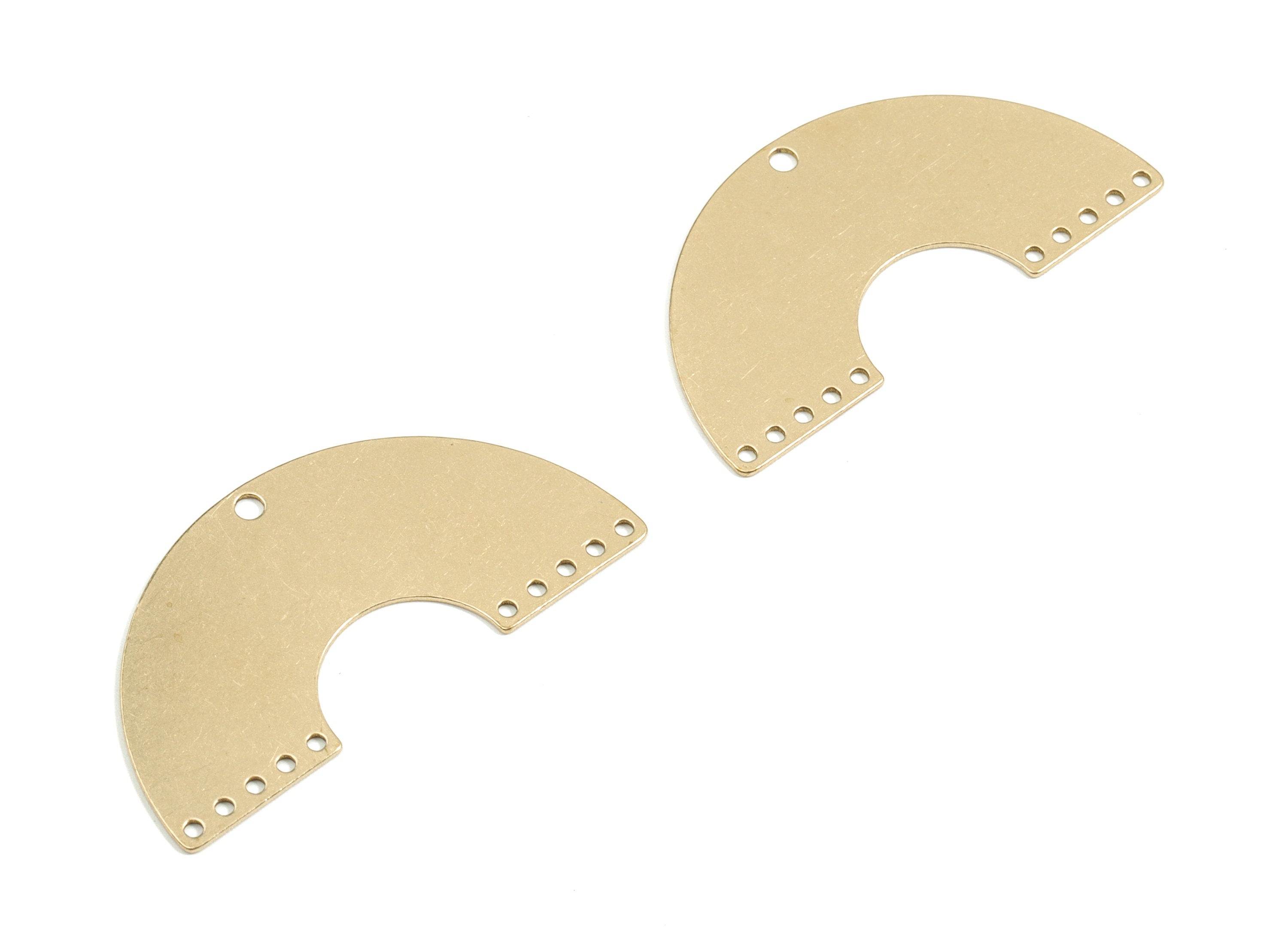 Personalized stamping blank - Brass Fan Connector - Raw Brass Semi Circle Earring Charm - 11 Hole - 41x21x0.61mm - PPM1817 - DOMEDBAZAAR