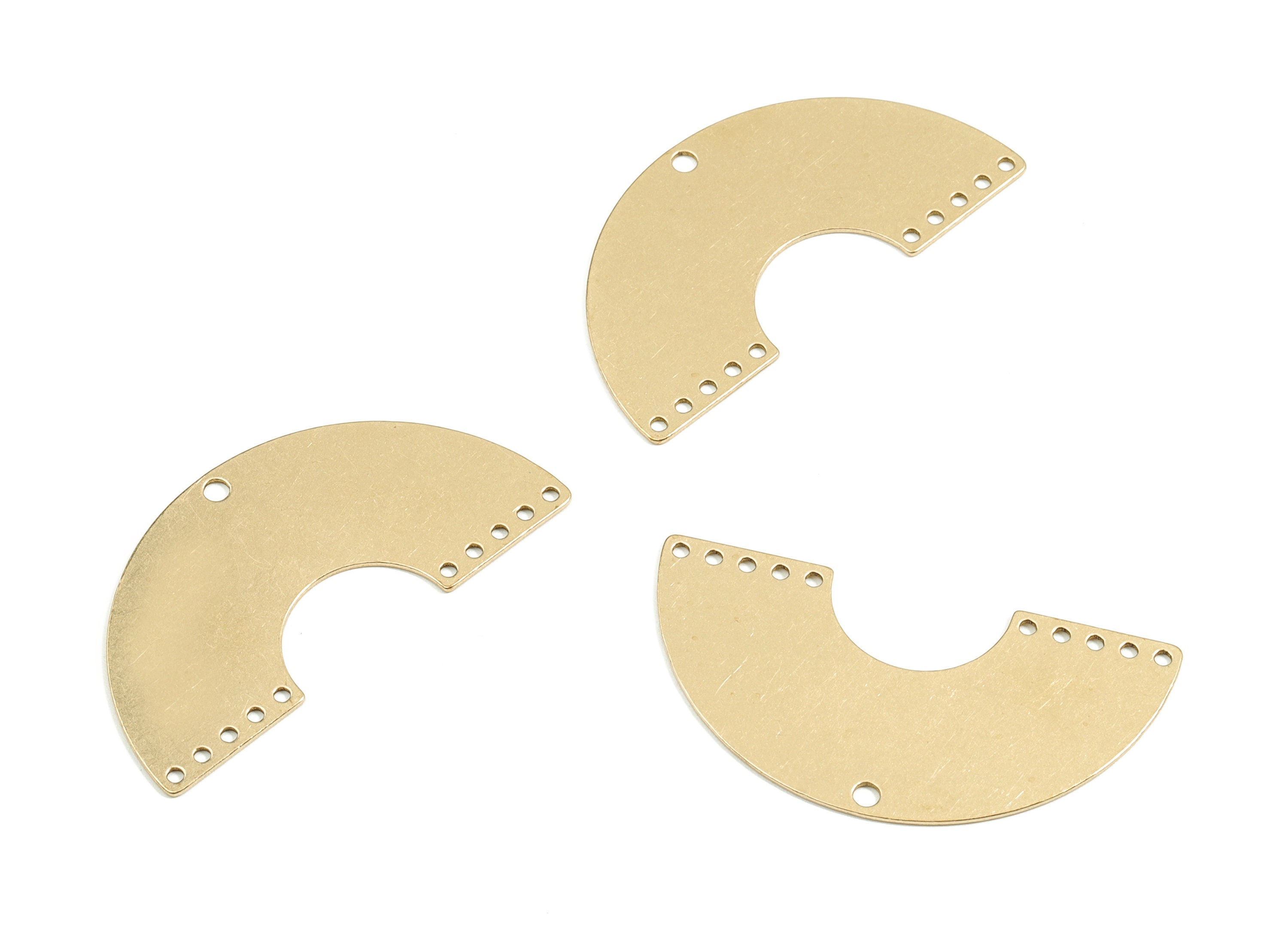 Personalized stamping blank - Brass Fan Connector - Raw Brass Semi Circle Earring Charm - 11 Hole - 41x21x0.61mm - PPM1817 - DOMEDBAZAAR