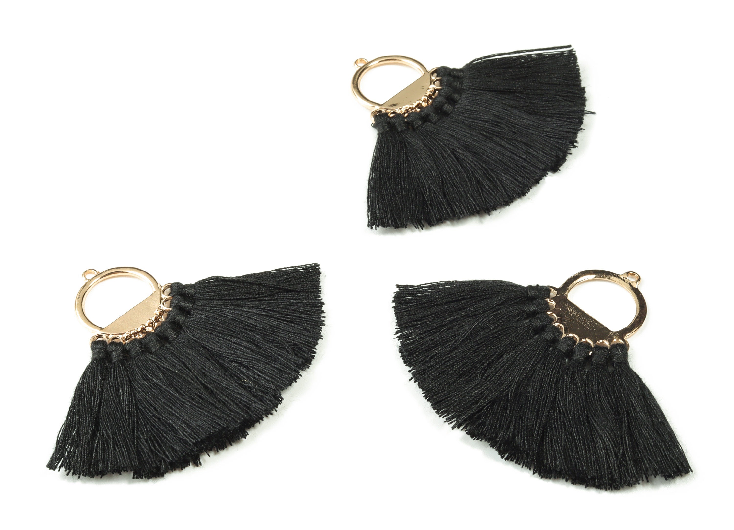 Tassel Earring Charms With Ring - Fan Tassel Earrings - Alloy Ring Earrings - Tassel Findings - Boho Charms - 51.23x23.05x2.98mm - TS1151D - DOMEDBAZAAR