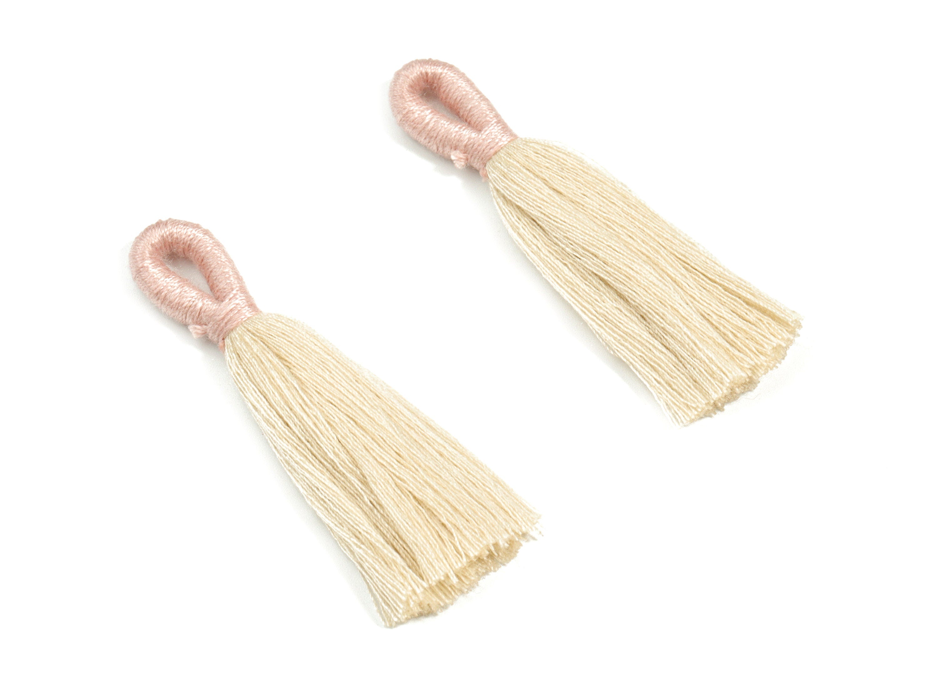 Cotton Tassels With Loop Earrings - Cotton Tassels Earring Charms - Rose Pink Boho Earrings - Jewelry Supplies - 60.28x10.8x4.95mm - TS1147C - DOMEDBAZAAR