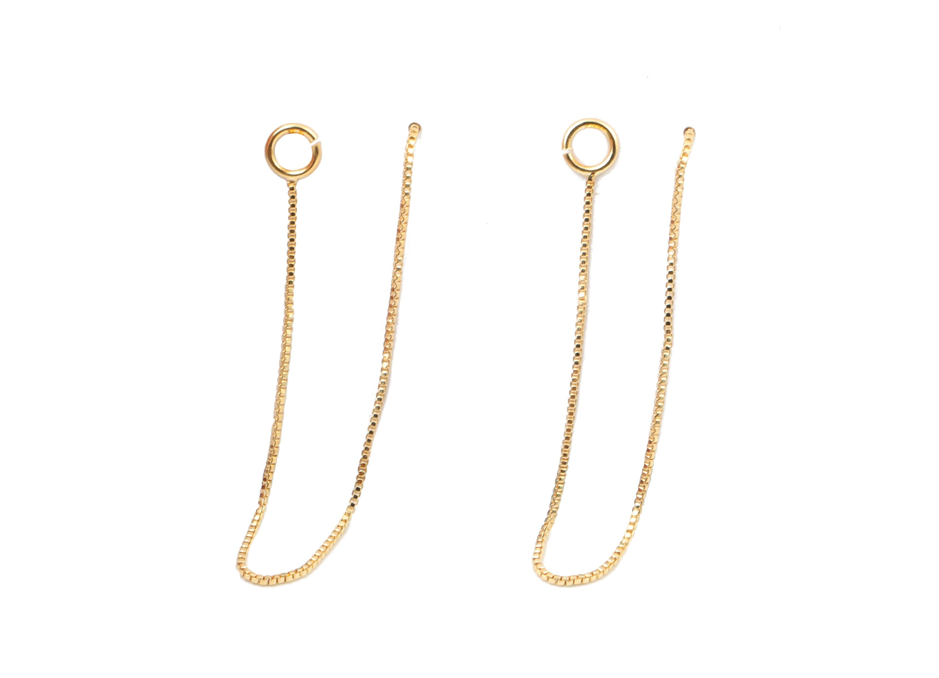 Brass Chain Tassel Earring Stud - Gold Chain Earring Post - 18K Real Gold Plated Brass - Jewelry Supplies - 86.17x4.03x0.91mm - RGP2640 - DOMEDBAZAAR
