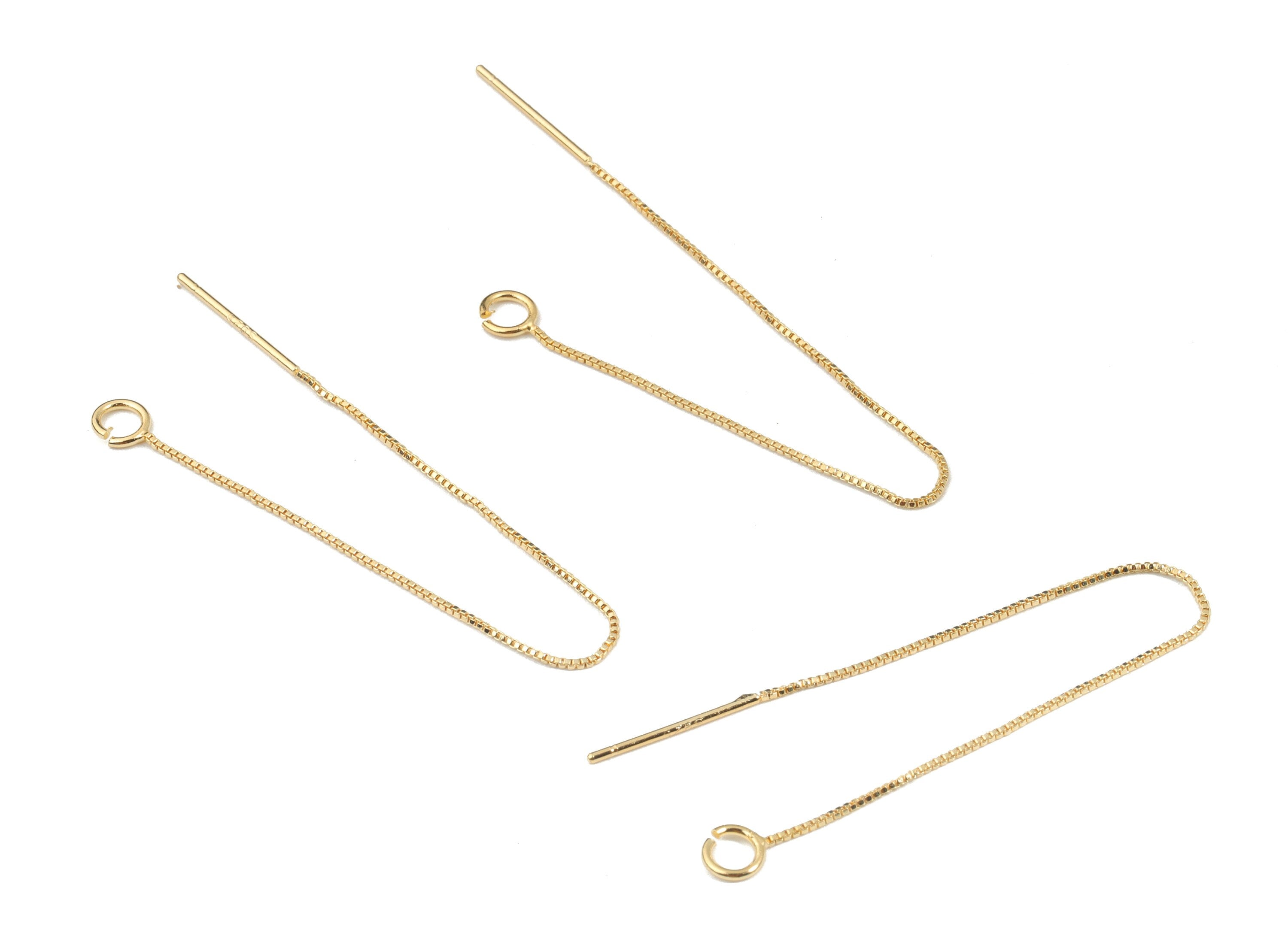 Brass Chain Tassel Earring Stud - Gold Chain Earring Post - 18K Real Gold Plated Brass - Jewelry Supplies - 86.17x4.03x0.91mm - RGP2640 - DOMEDBAZAAR