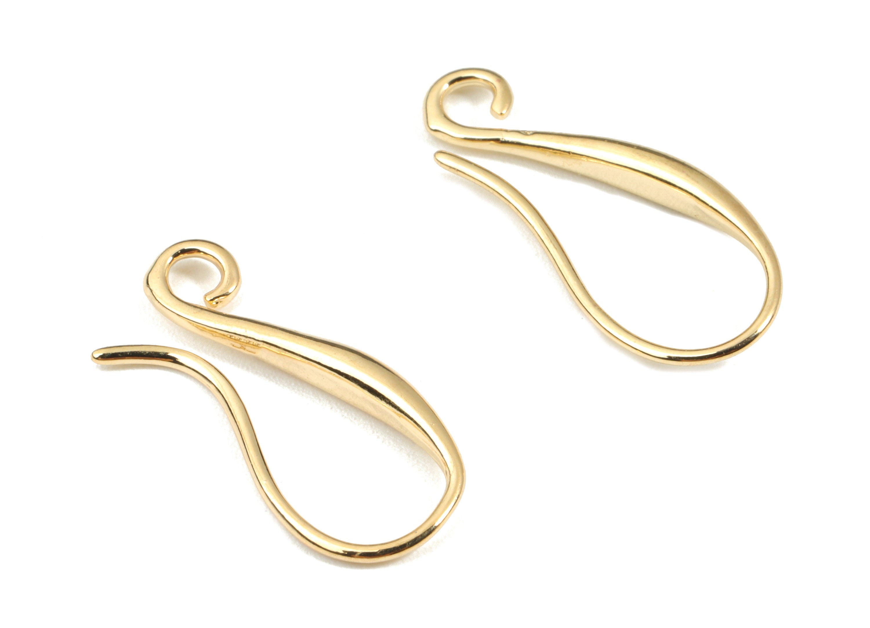 Brass Earring Wires - Gold Earring Hooks - 18K Real Gold Plated Brass - Earring Findings - Jewelry Supplies - 20.1x8.13x2.44mm - RGP2643 - DOMEDBAZAAR