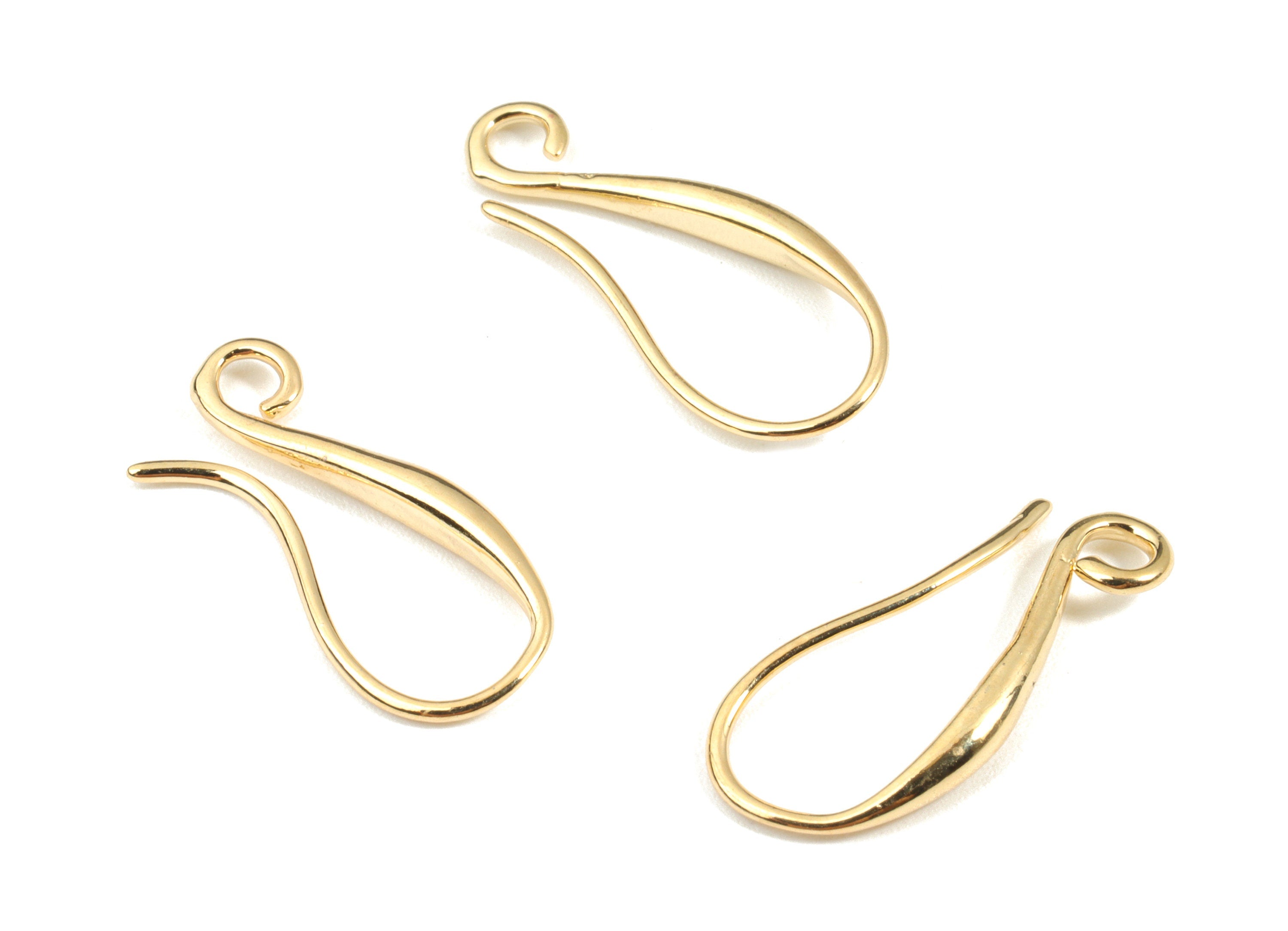Brass Earring Wires - Gold Earring Hooks - 18K Real Gold Plated Brass - Earring Findings - Jewelry Supplies - 20.1x8.13x2.44mm - RGP2643 - DOMEDBAZAAR