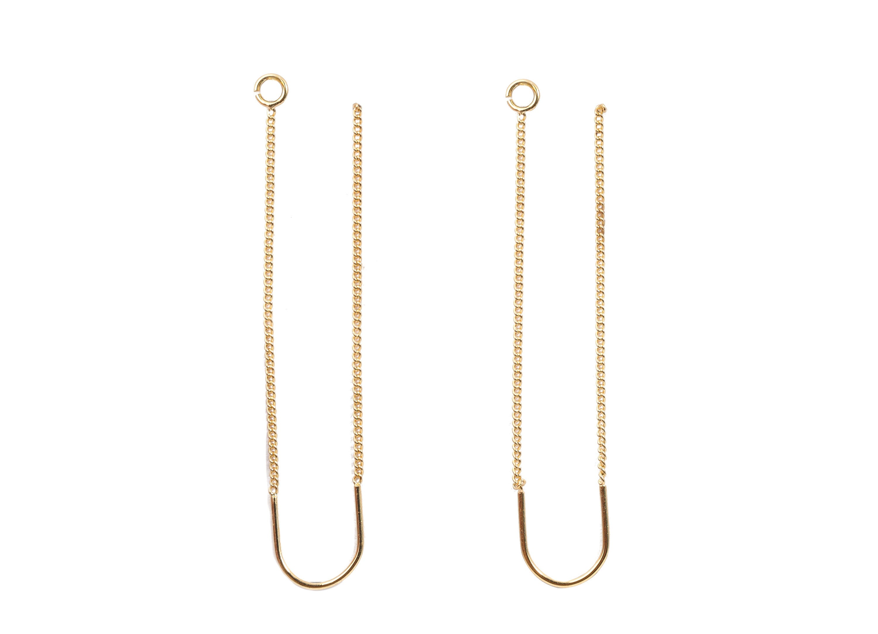 Brass Chain Earring Stud - Gold Chain Tassel Earring Wire - 18K Real Gold Plated Brass - Jewelry Supplies - 61.84x8.54x0.89mm - RGP2637 - DOMEDBAZAAR