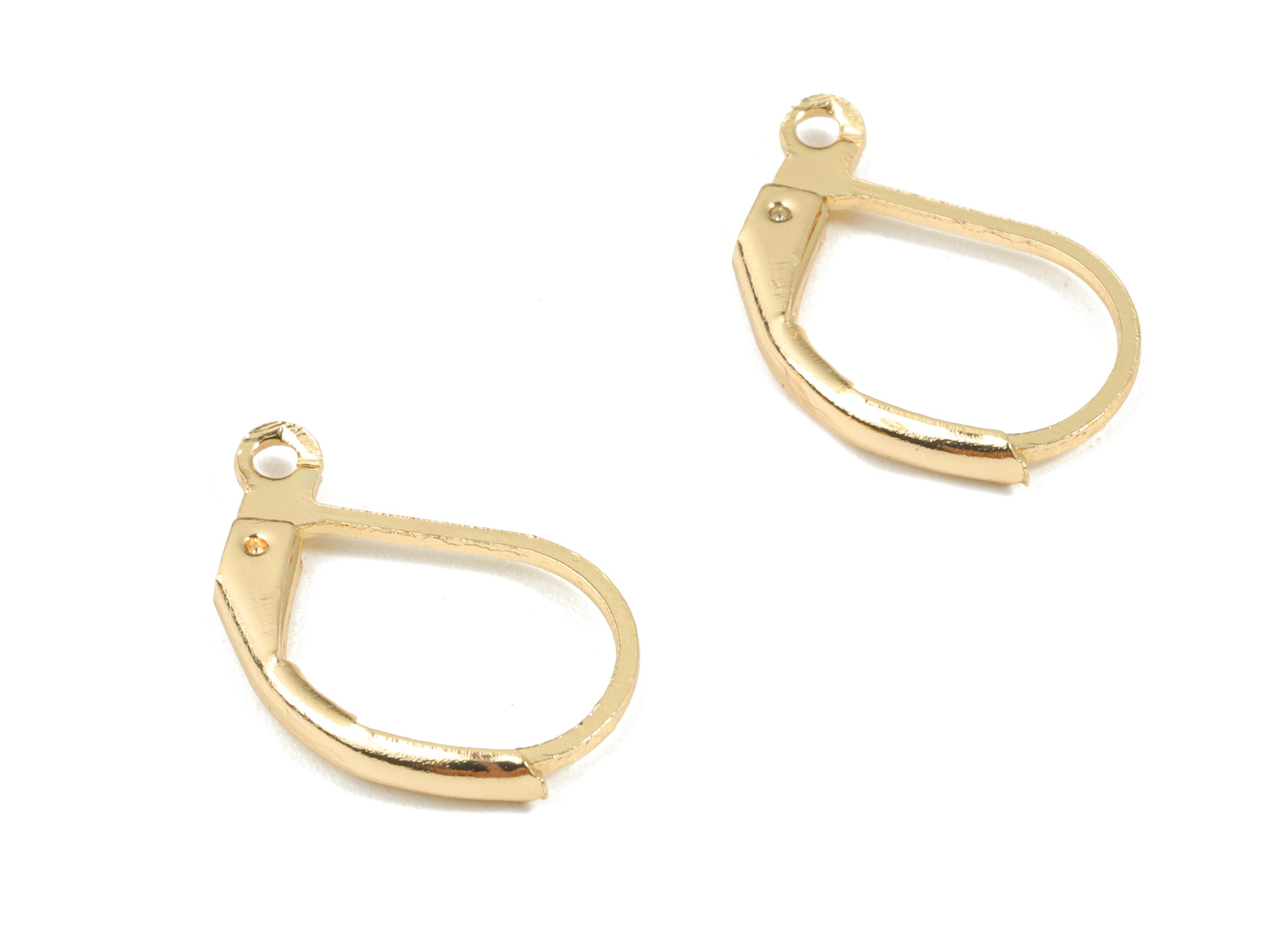 Brass Plain Leverback - Gold Leverback Earring Clasp - 18K Real Gold Plated Brass - Jewelry Supplies - 16.6x10.22x1.8mm - RGP2641 - DOMEDBAZAAR