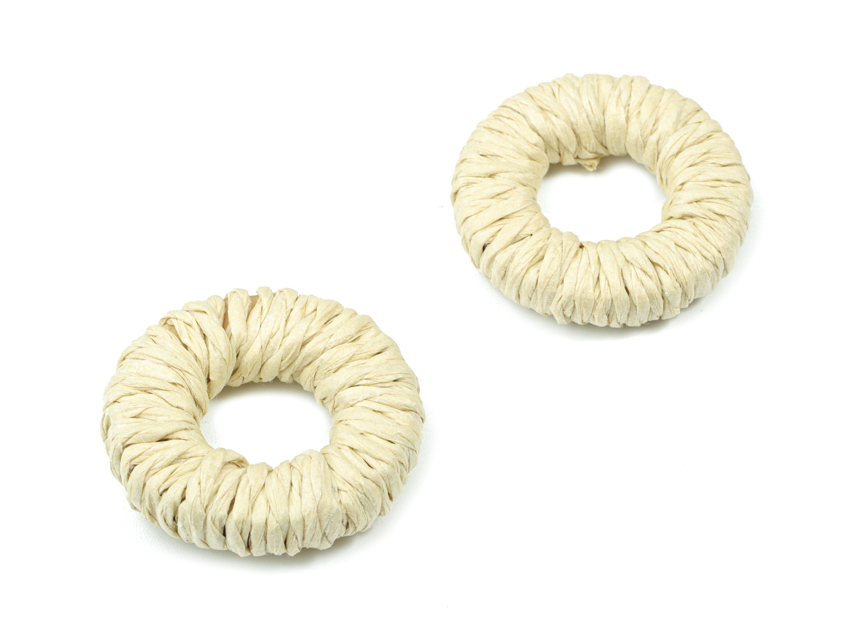 Handwoven Rattan Rope Earrings - Round Rattan Earrings Charms - Wooden Straw Earrings - Jewelry Handmade - 26.88x26.03x6.11mm - RT1368W - DOMEDBAZAAR