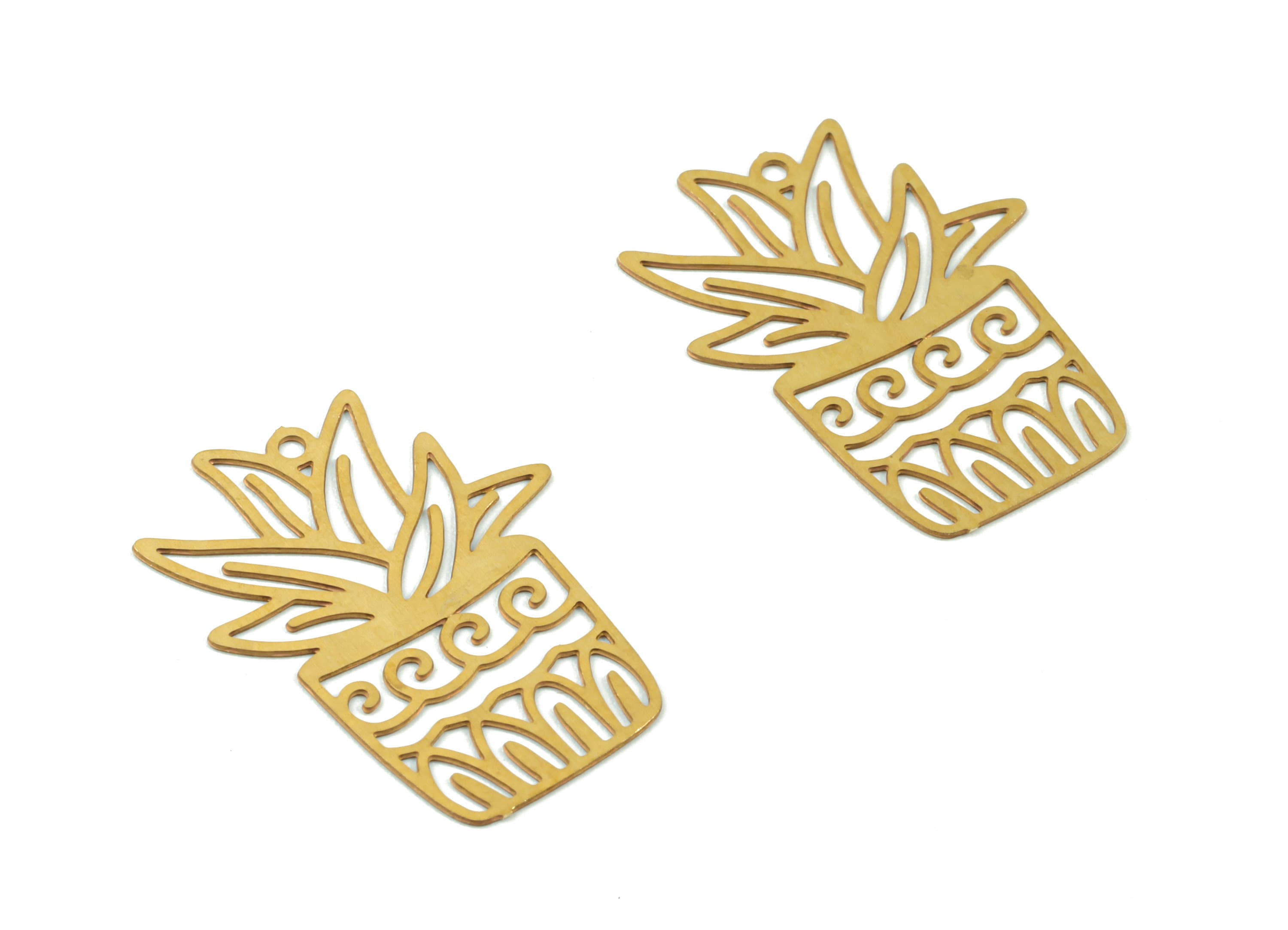 Brass Vase Flower Earring Charms - Raw Brass Flower Vase Earring - Earring Findings - Jewelry Supplies - 20.71x15.11x0.31mm - JJC11495 - DOMEDBAZAAR