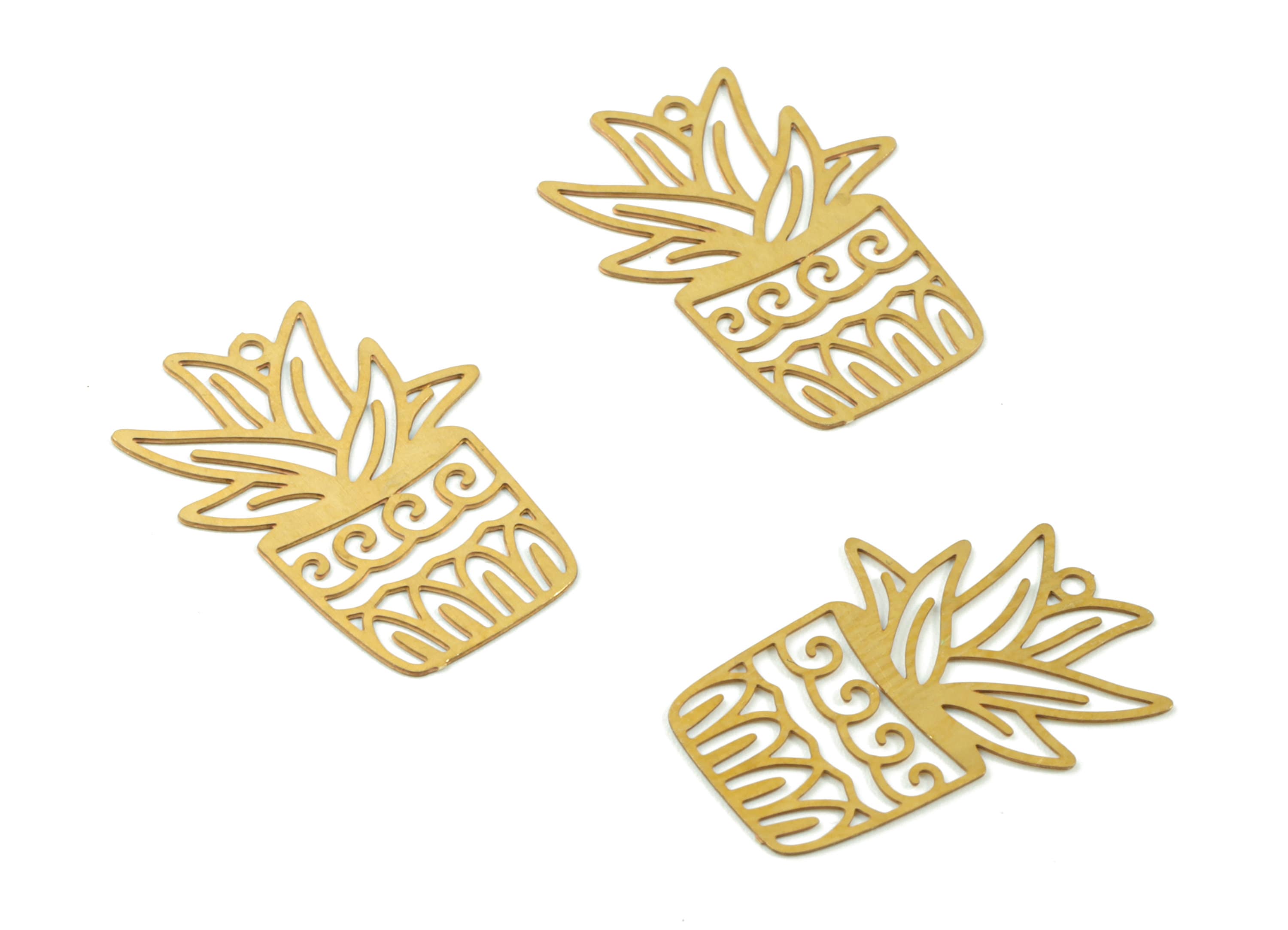 Brass Vase Flower Earring Charms - Raw Brass Flower Vase Earring - Earring Findings - Jewelry Supplies - 20.71x15.11x0.31mm - JJC11495 - DOMEDBAZAAR